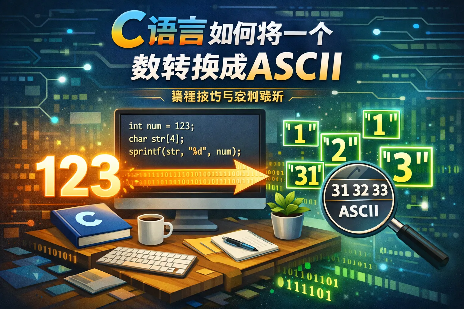 c语言如何将一个数转换成asc