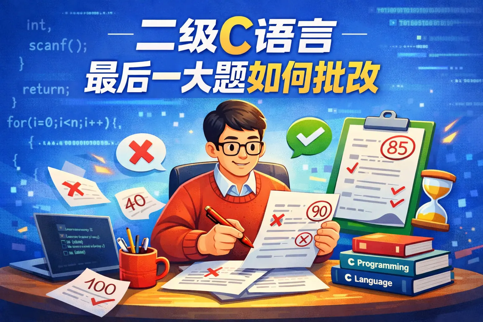 二级c语言最后一大题如何批改