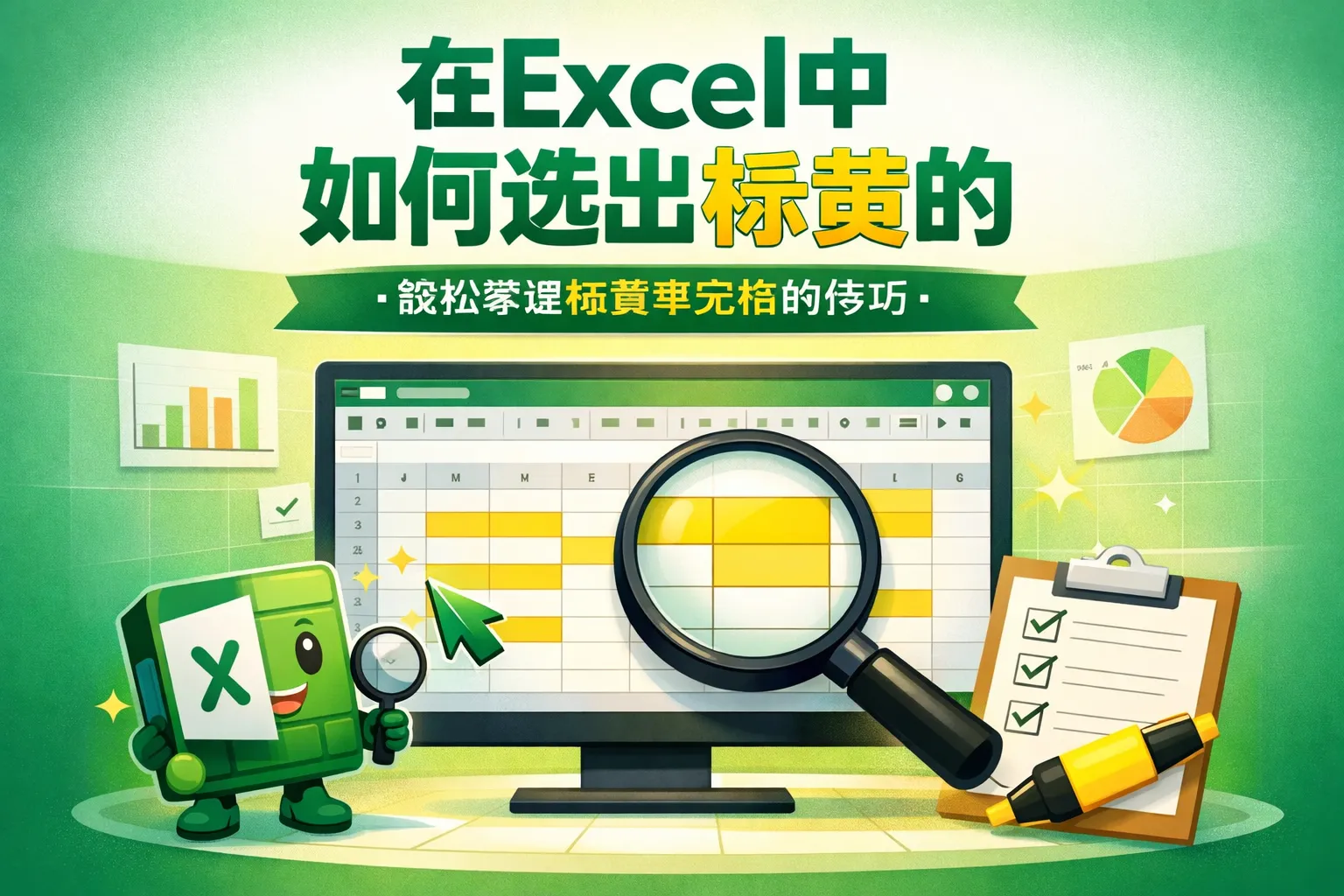 在excel中如何选出标黄的