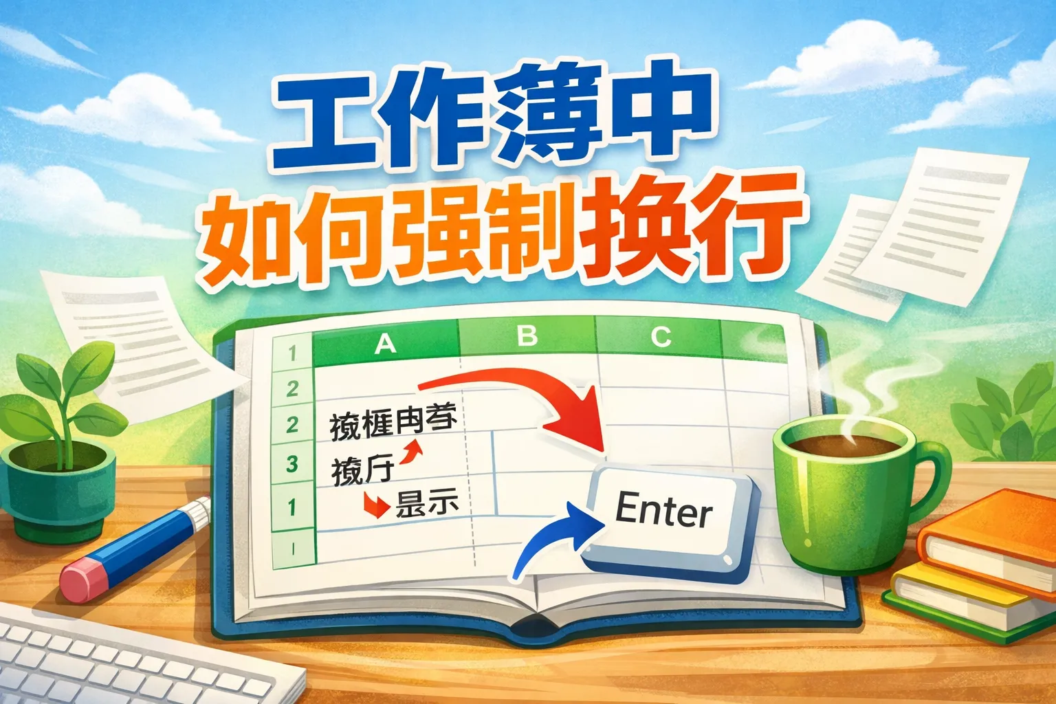 工作簿中如何强制换行