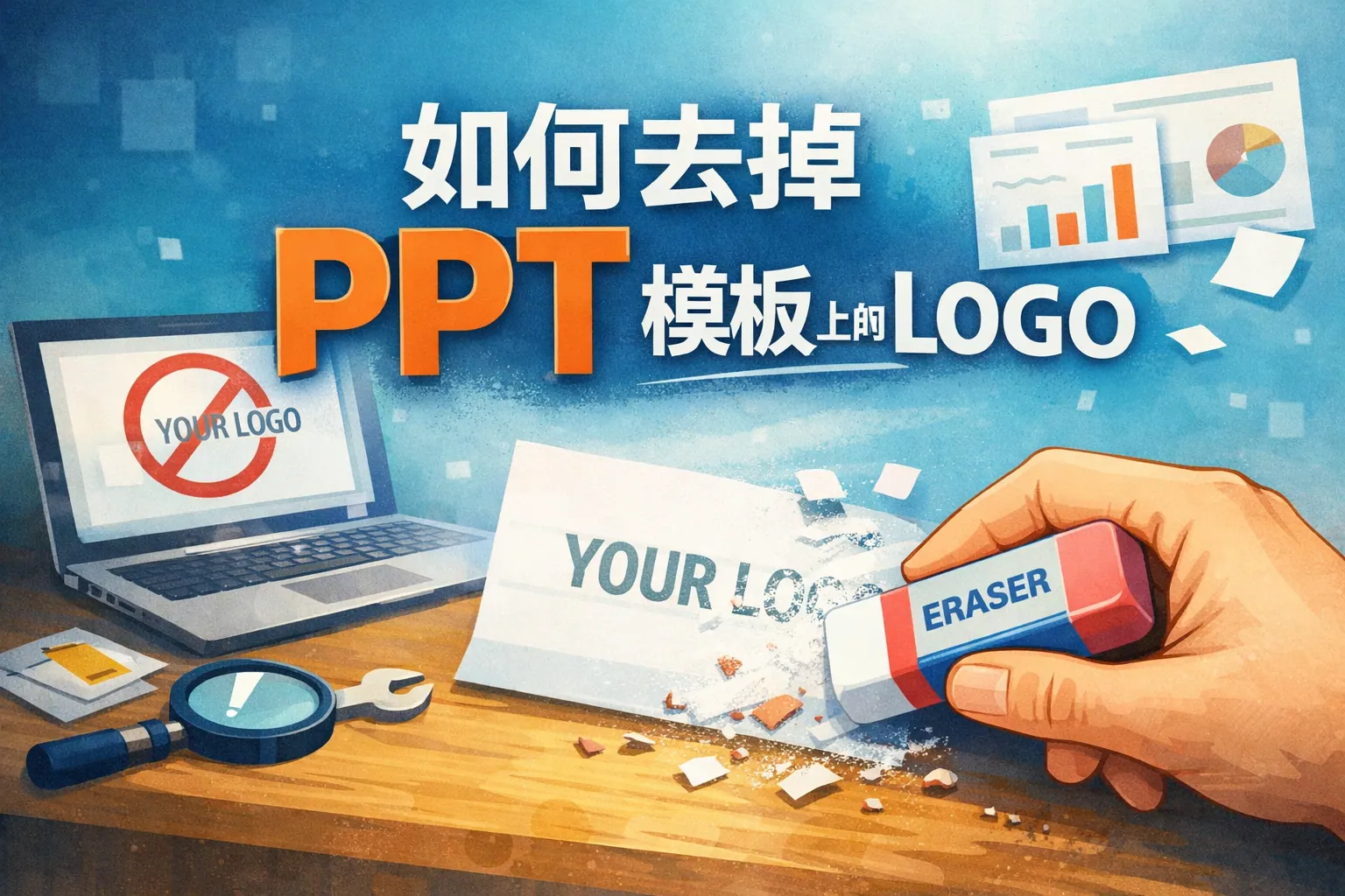 如何去掉ppt模板上的logo