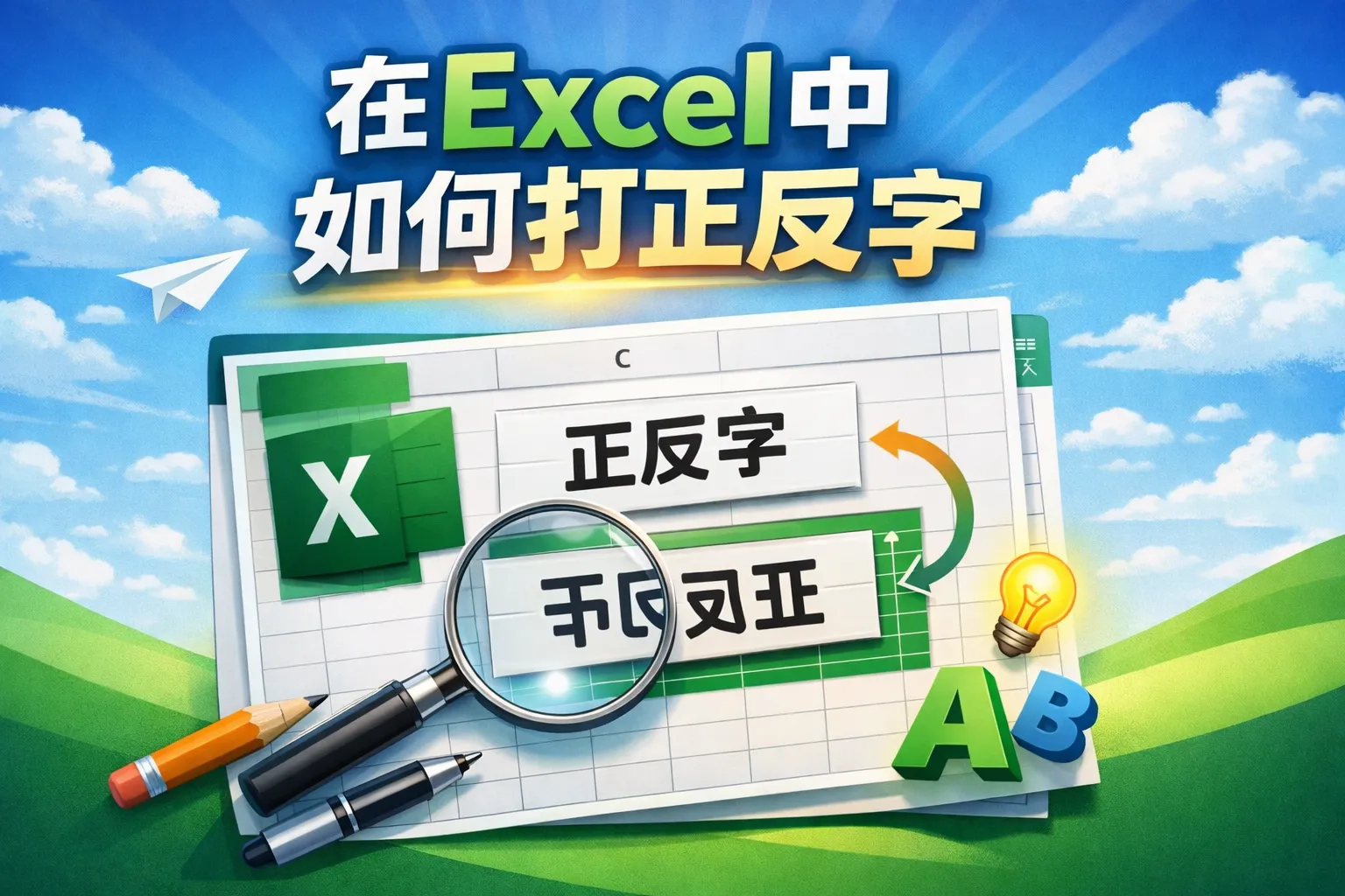 在excel中如何打正反字