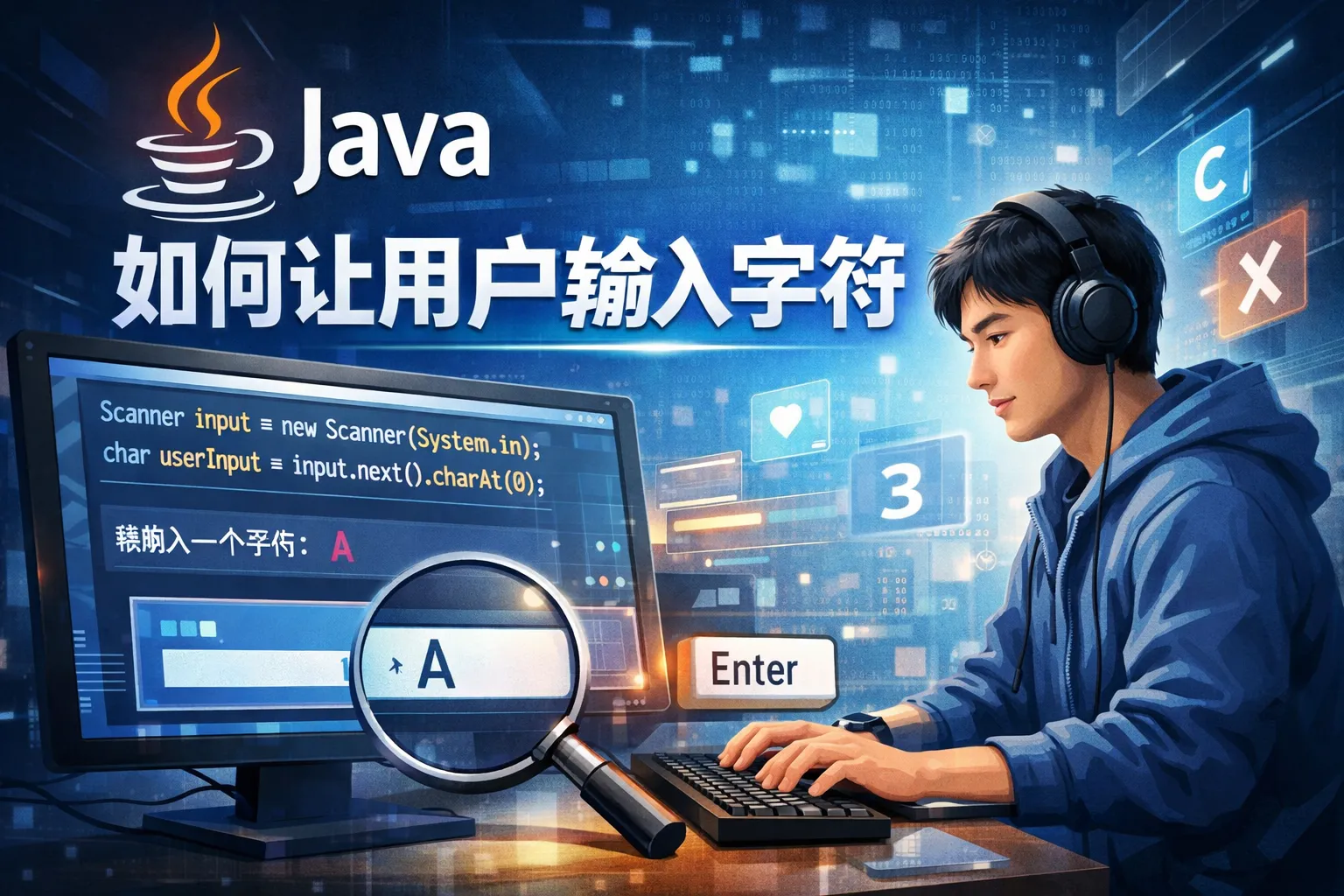 java如何让用户输入字符