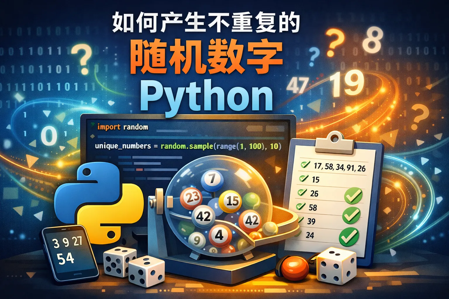 如何产生不重复的随机数字python