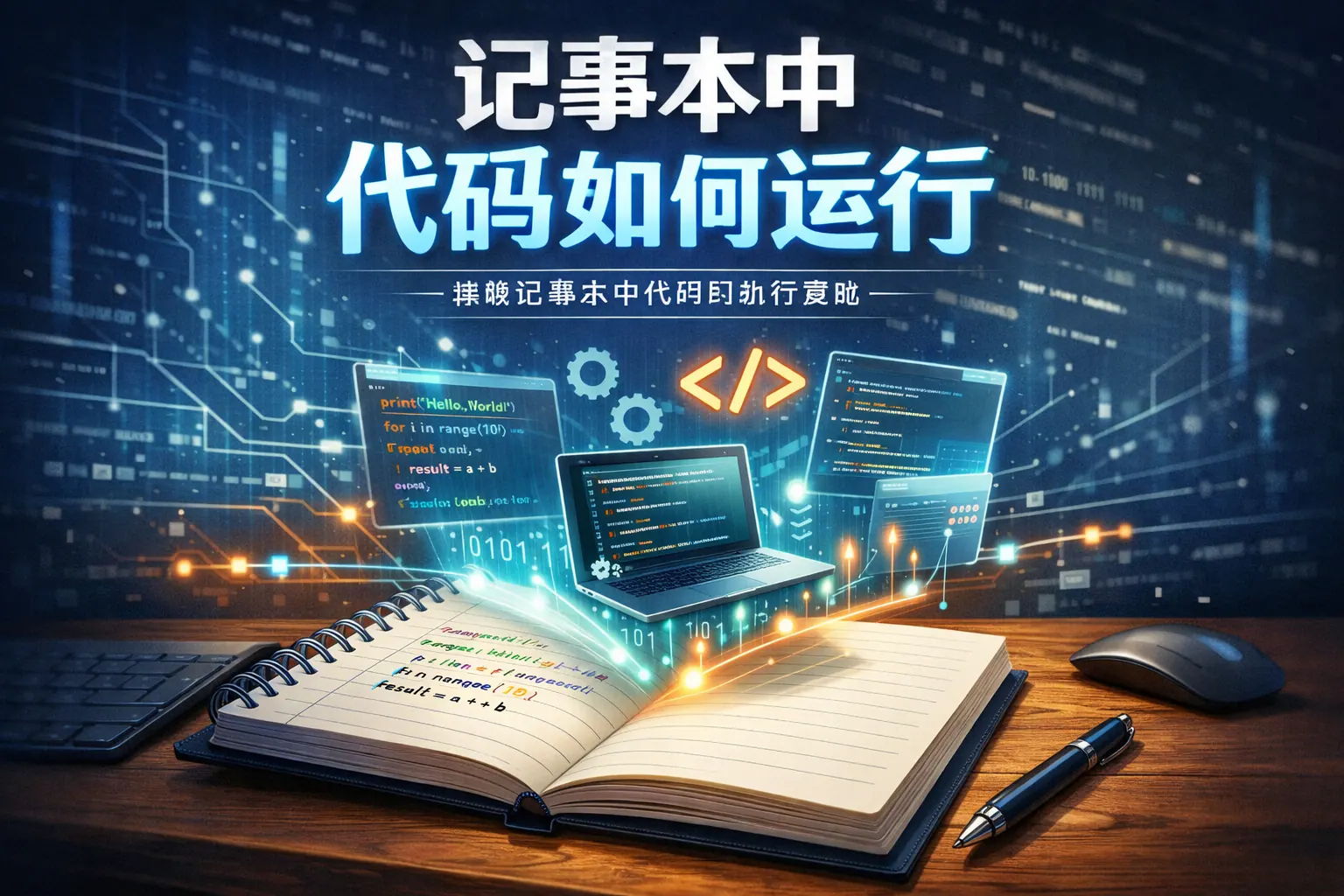 记事本中代码如何运行
