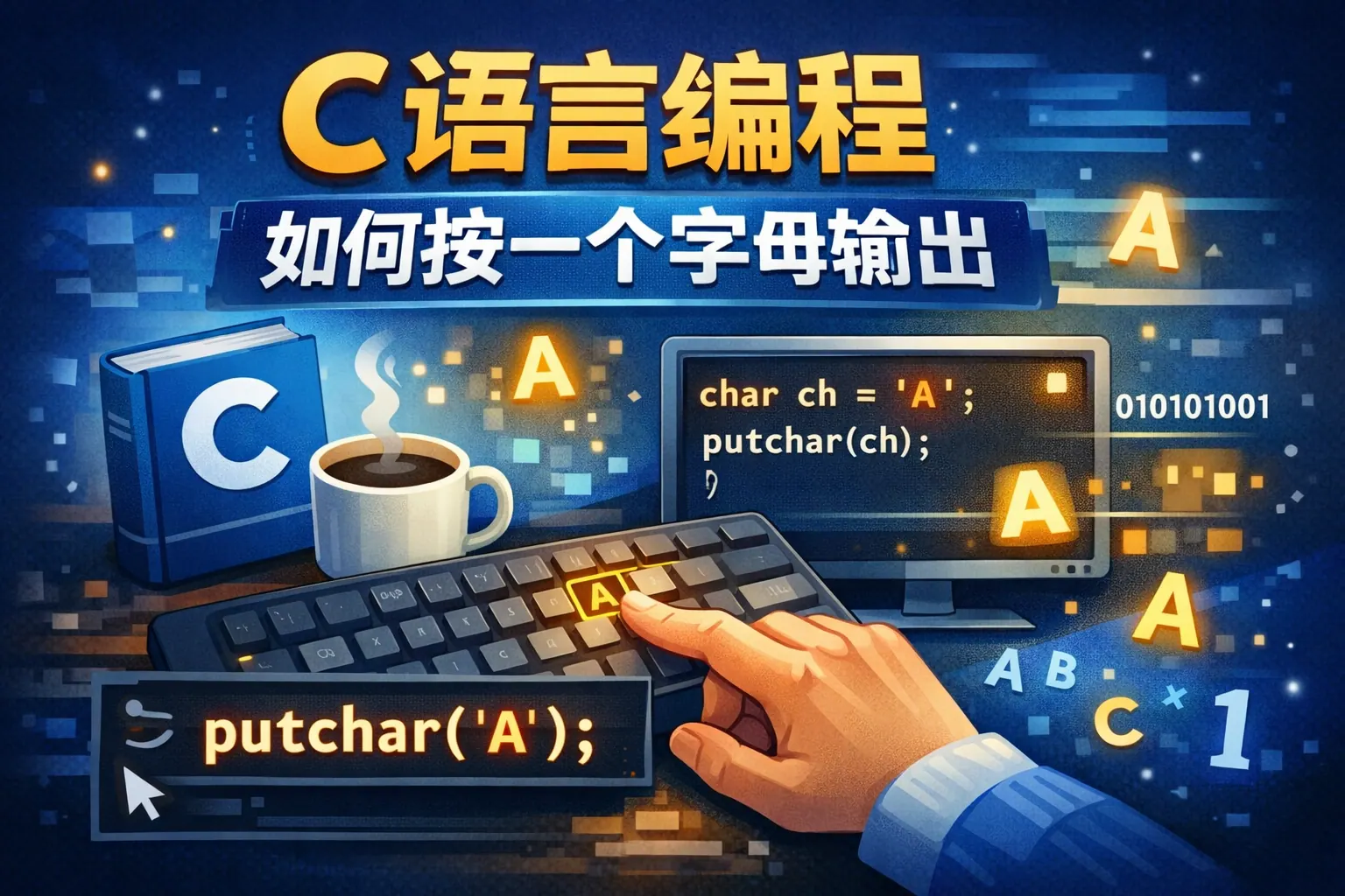 c语言编程如何按一个字母输出