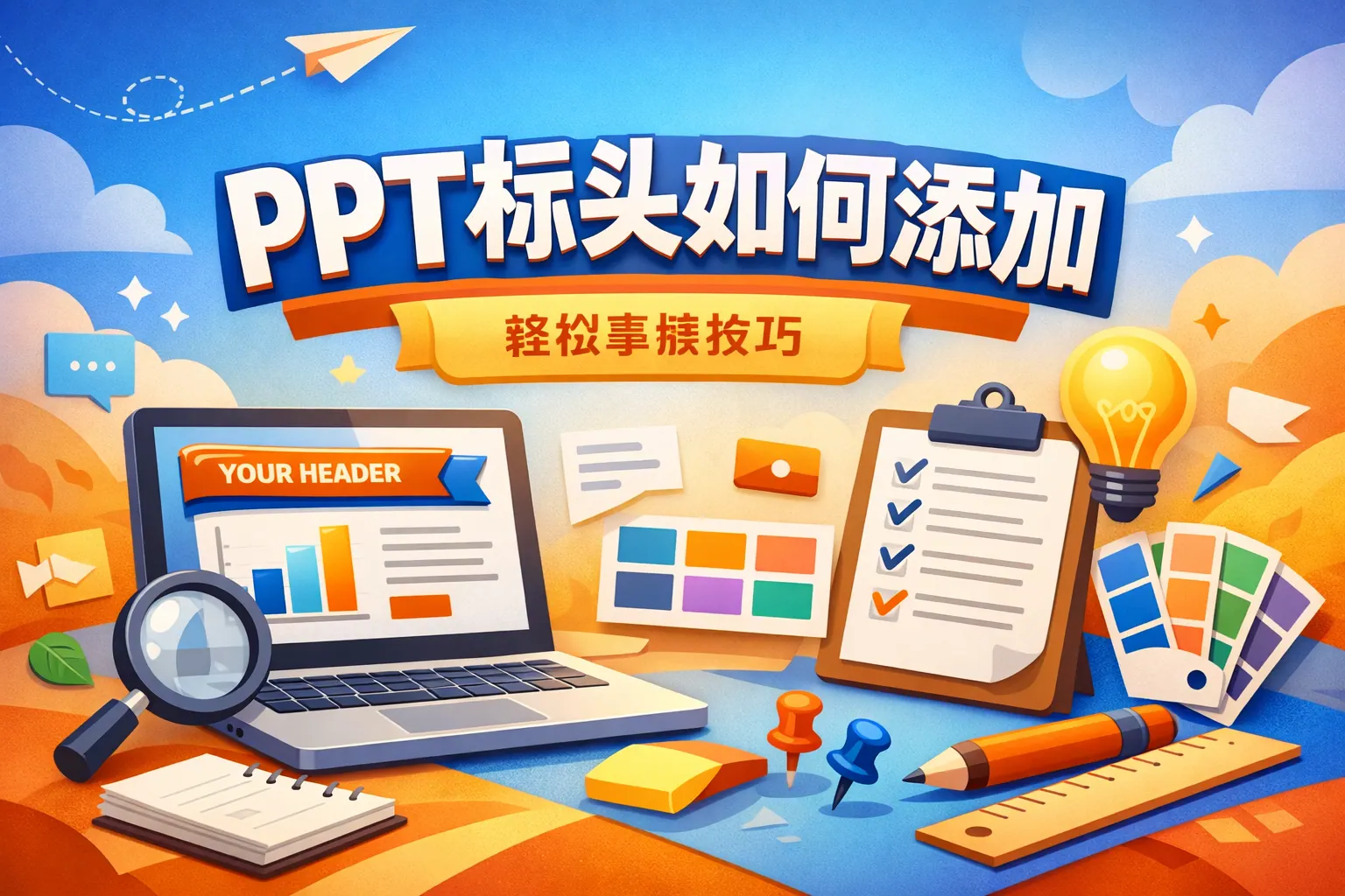 ppt标头如何添加