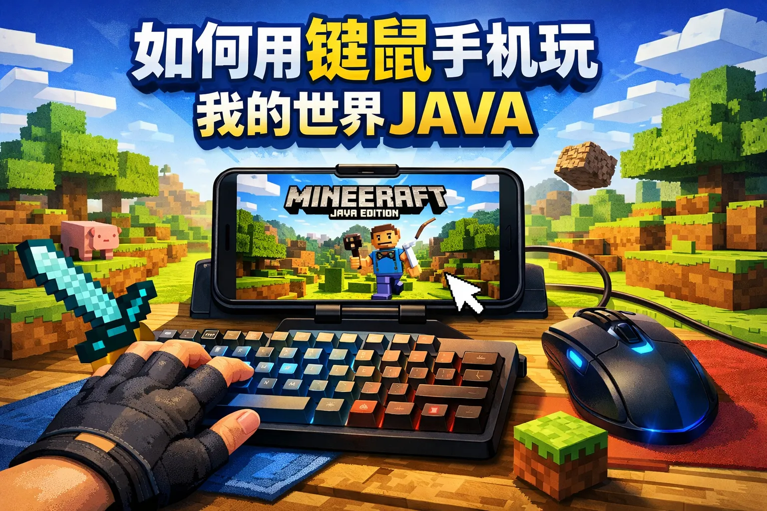 如何用键鼠手机玩我的世界java