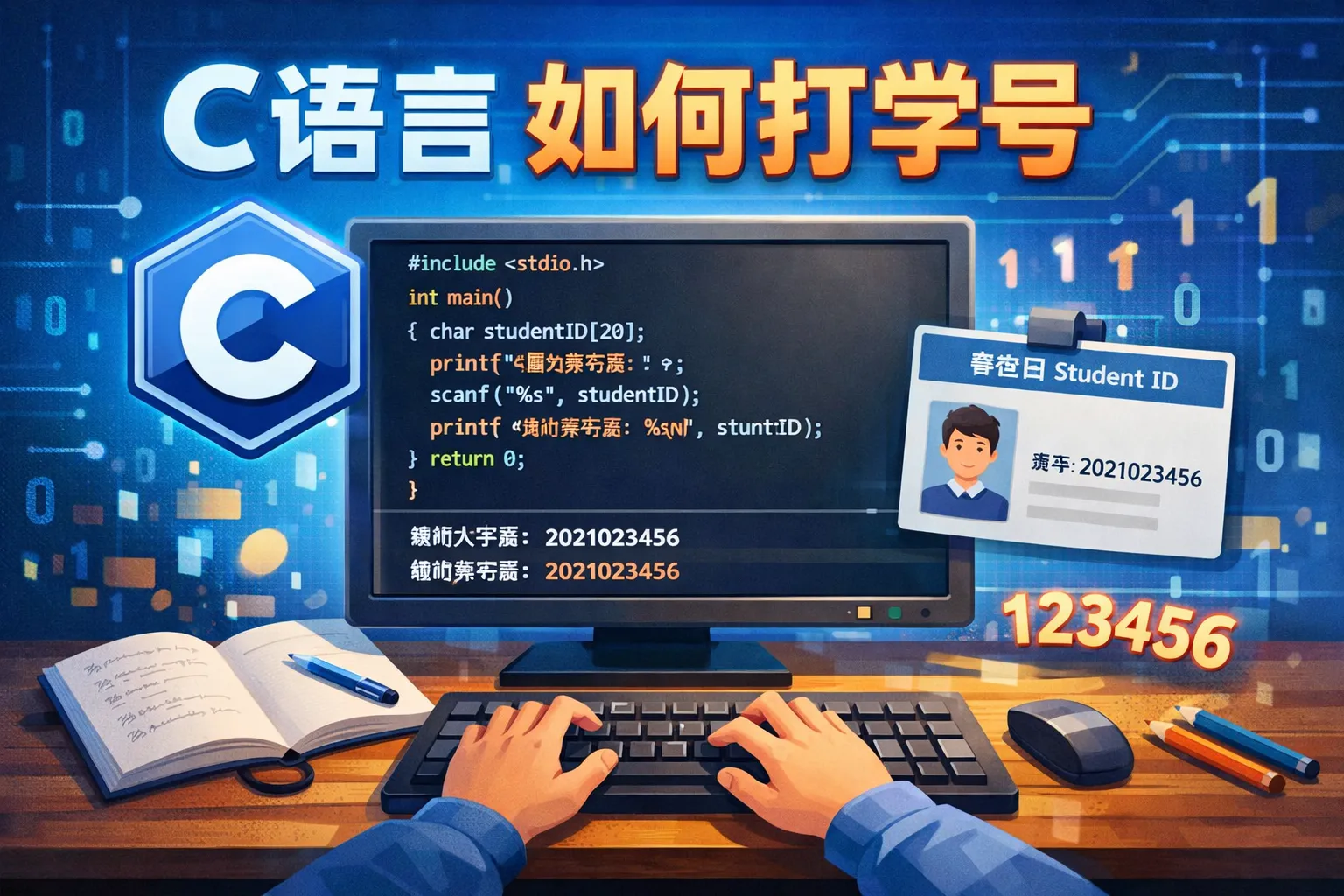 c 语言 如何打学号