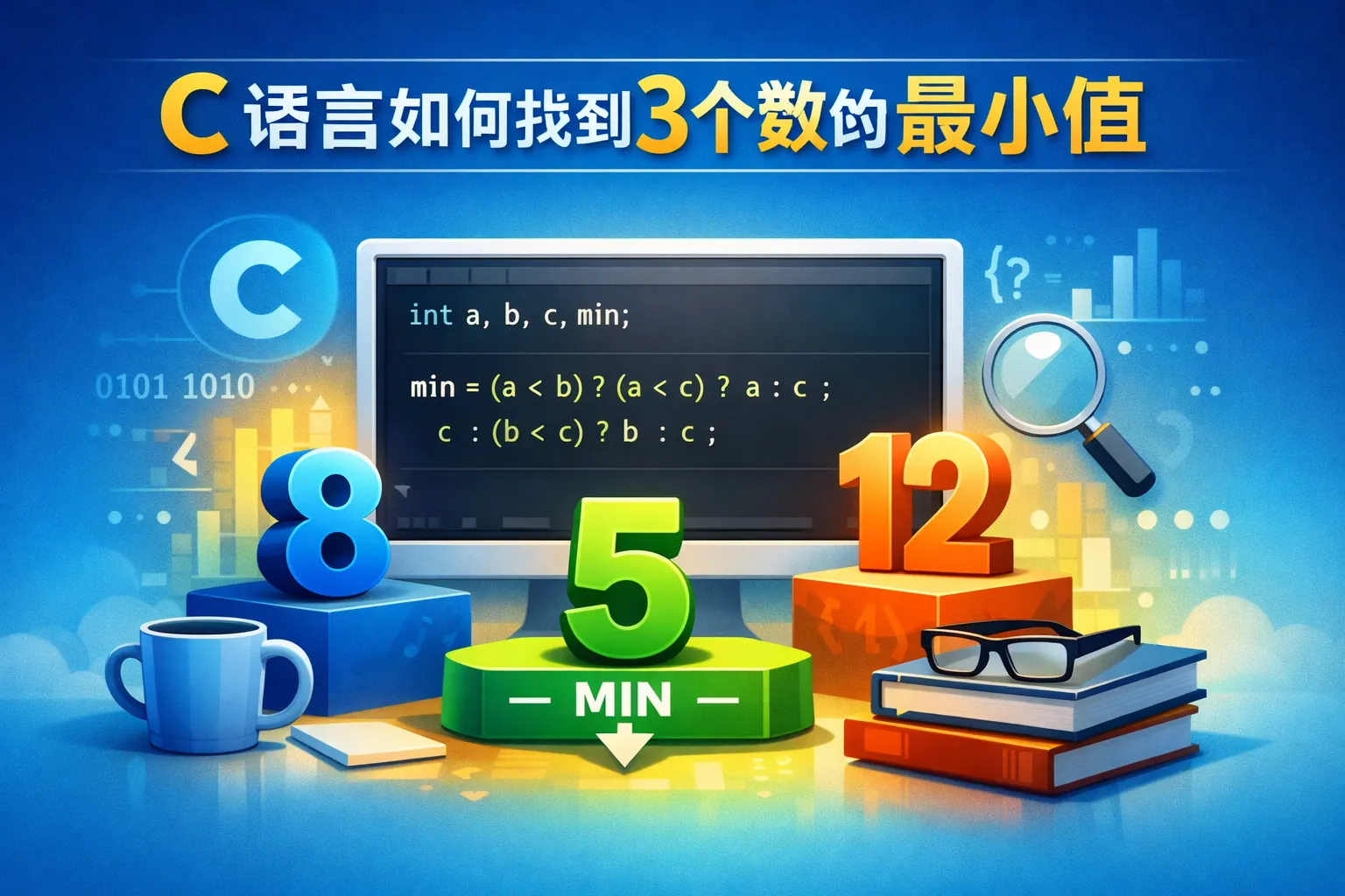 c语言如何找到3个数的最小值