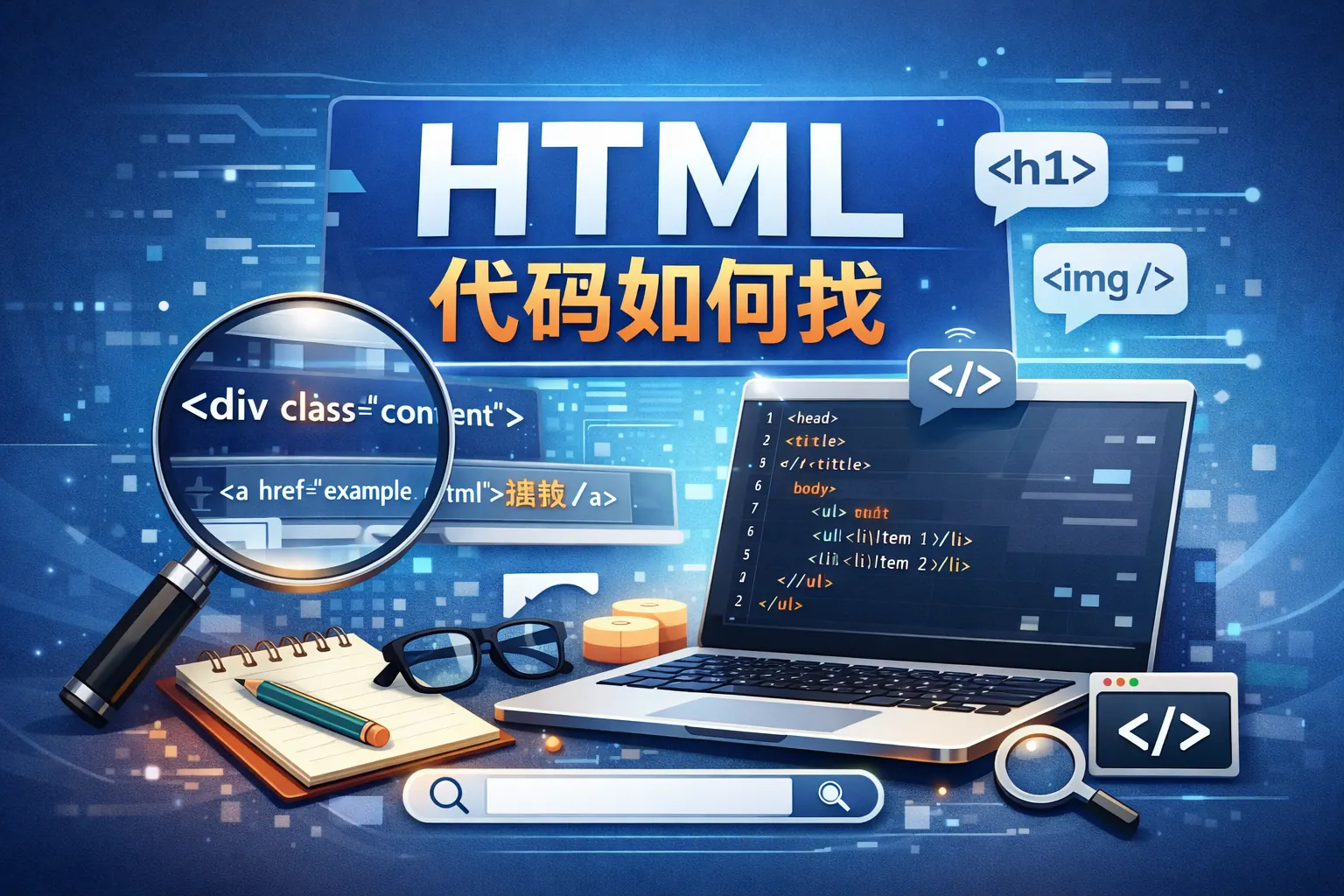 html代码如何找