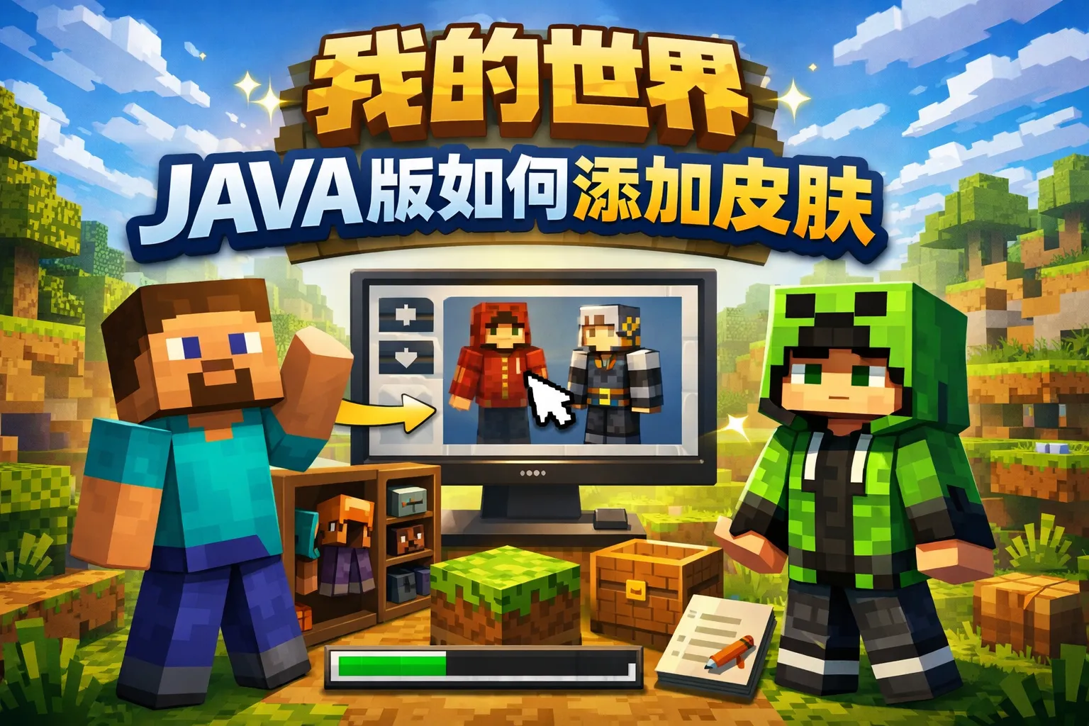 我的世界java版如何添加皮肤