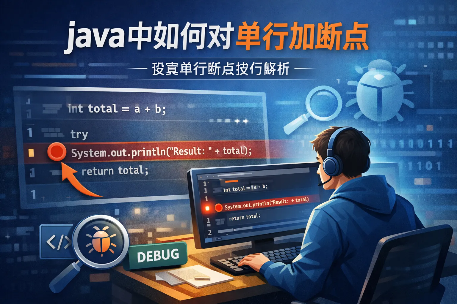 java中如何对单行加断点