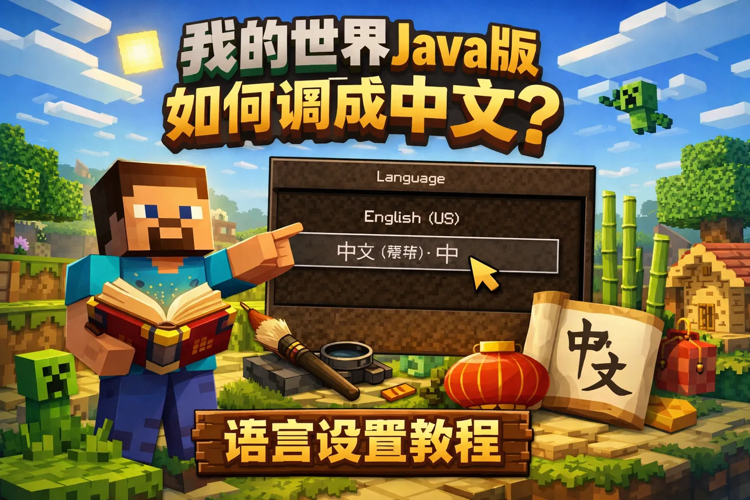 我的世界java版如何调成中文