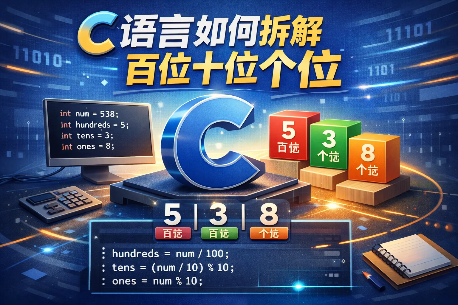 c语言如何拆解百位十位个位