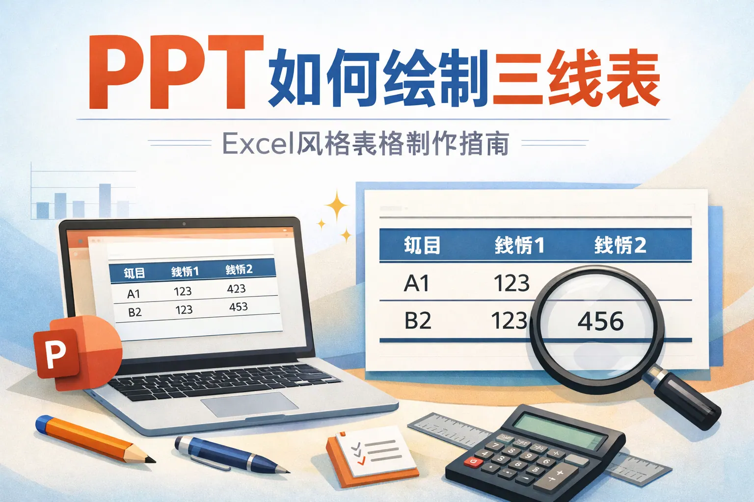 ppt如何绘制三线表