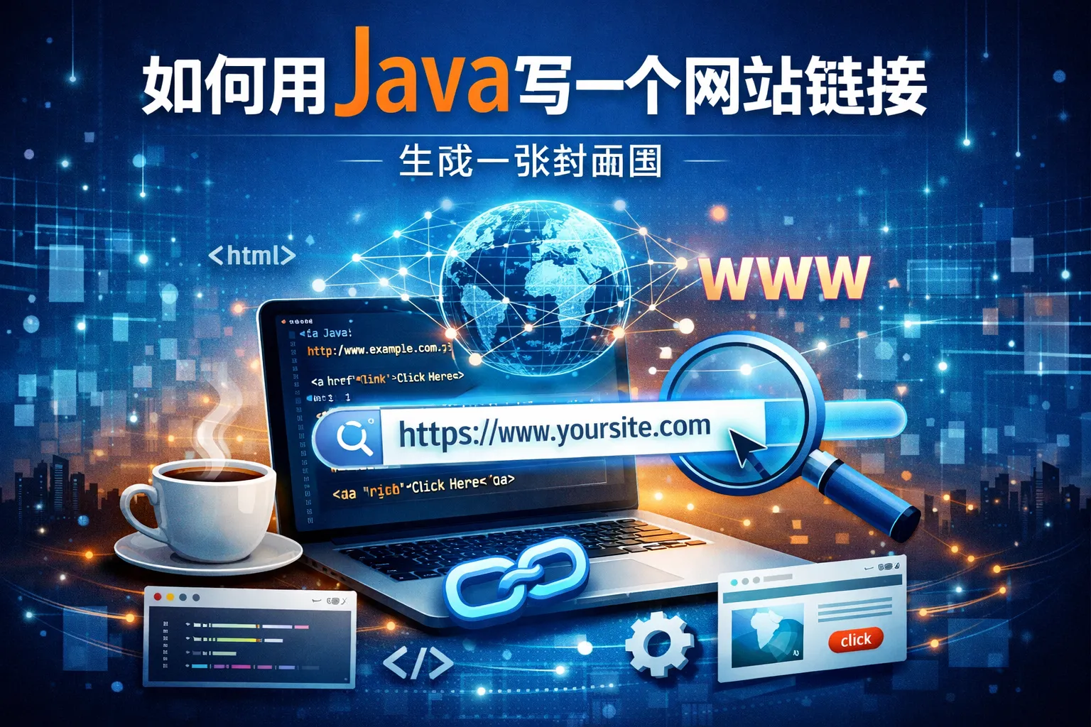 如何用java写一个网站链接