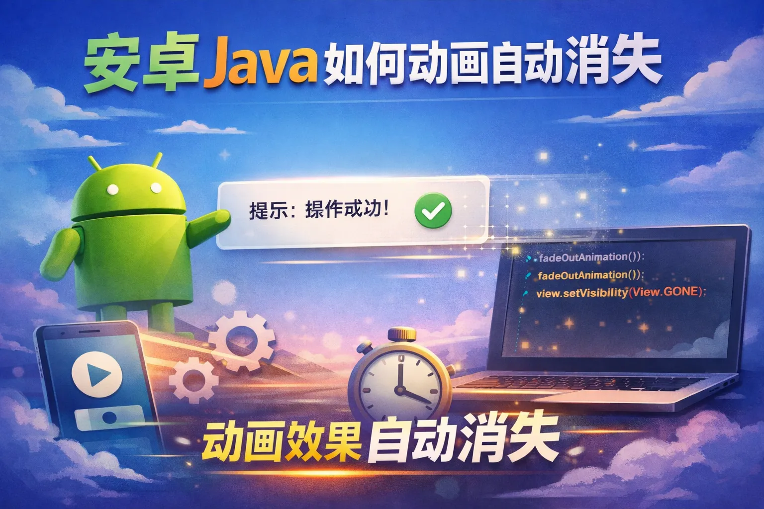 安卓java如何动画自动消失