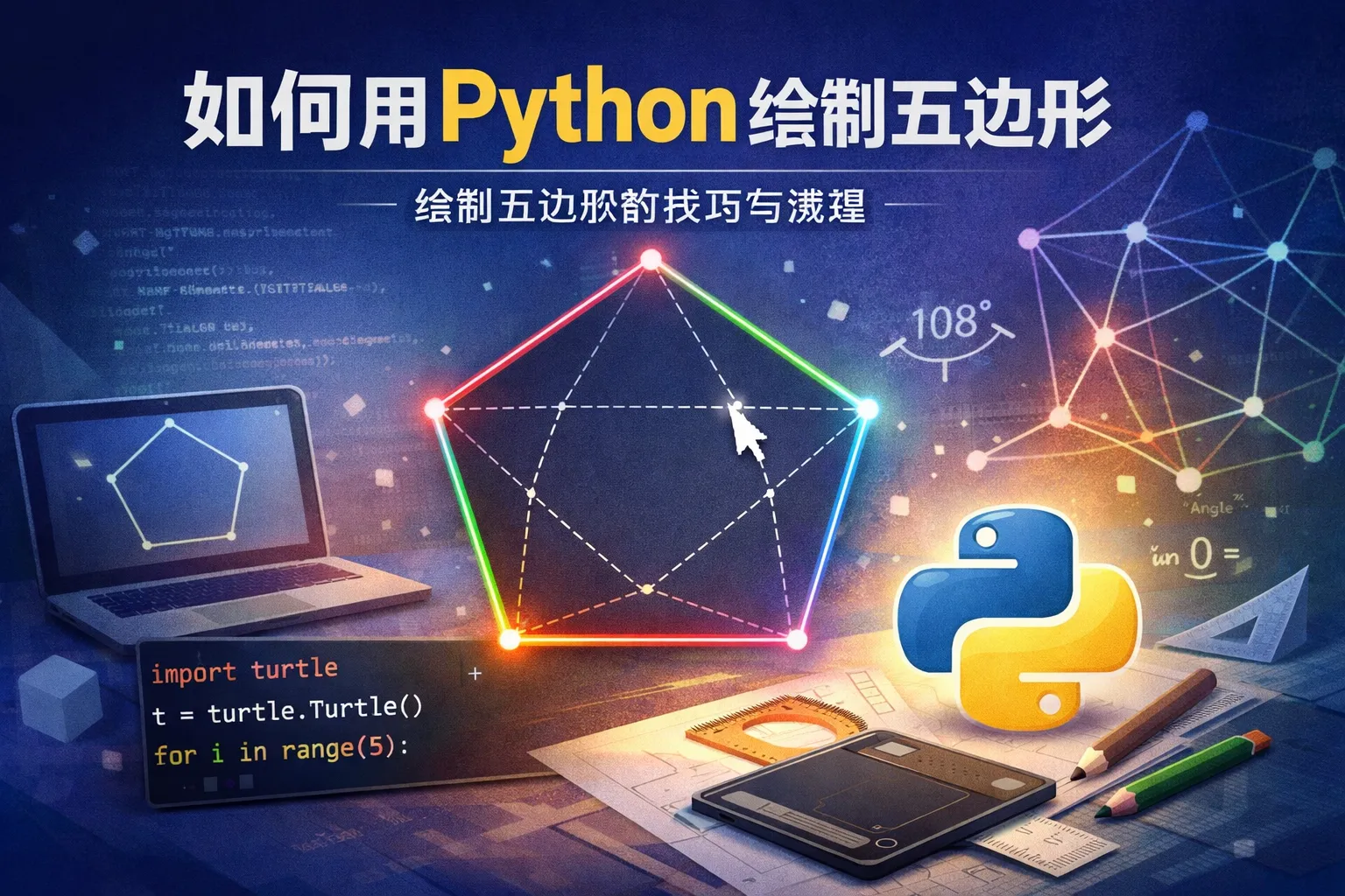 如何用python绘制五边形