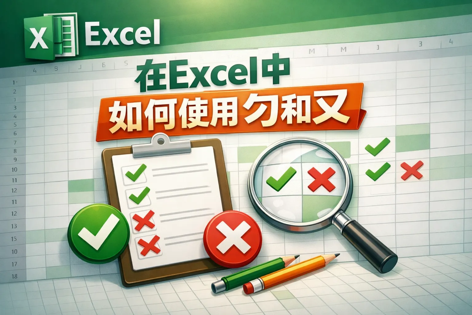 在excel中如何使用勾和叉