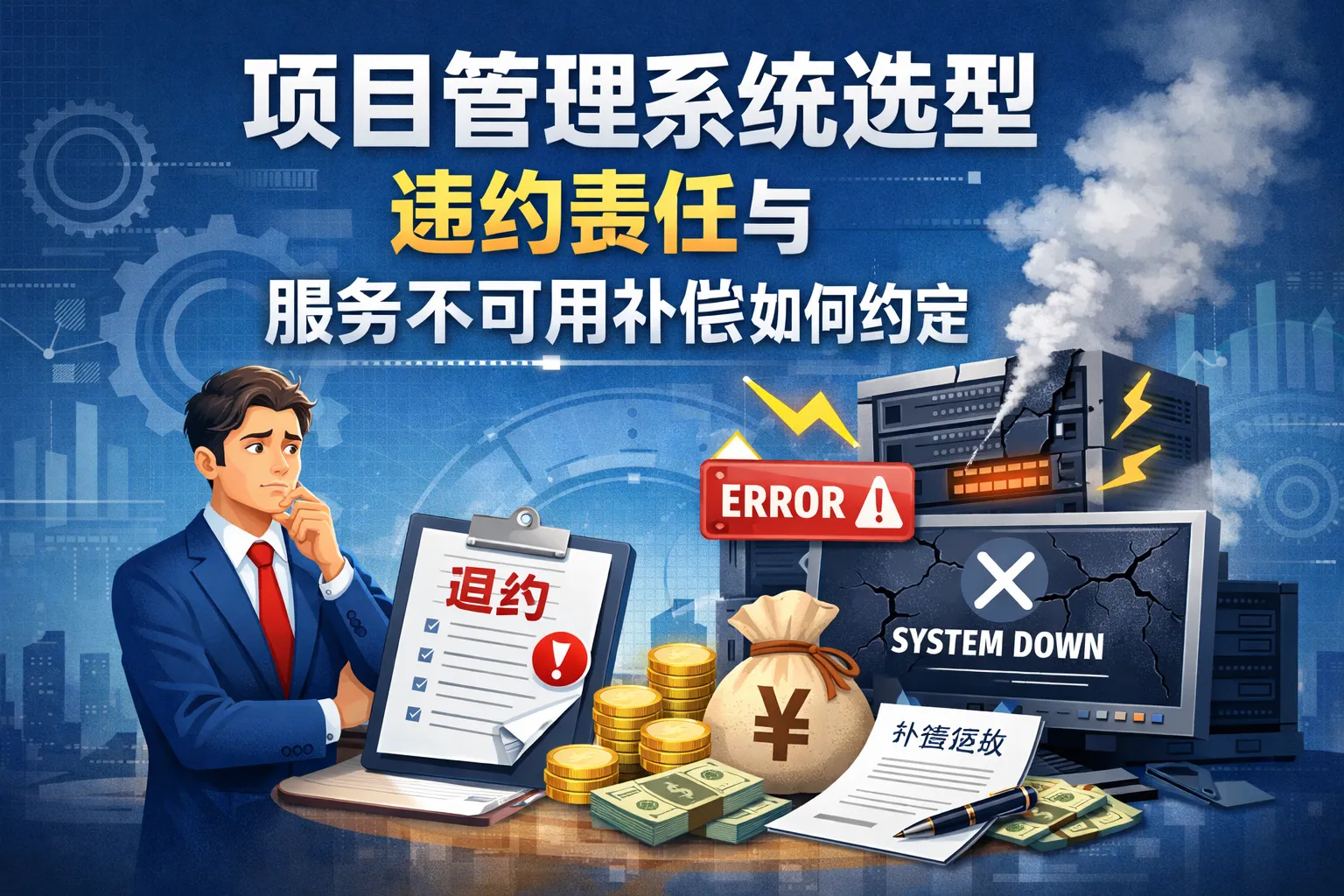 项目管理系统选型违约责任与服务不可用补偿如何约定