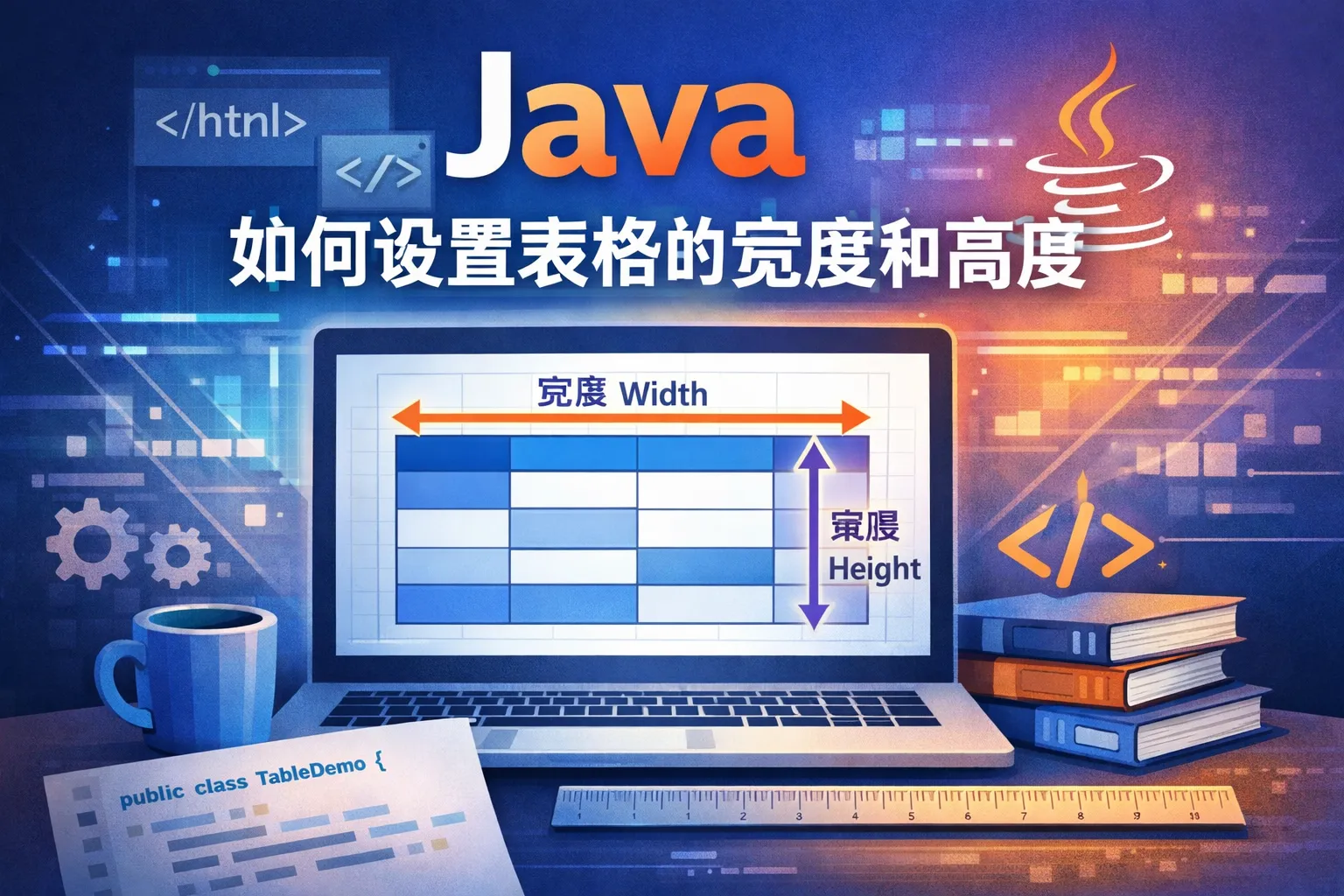 java如何设置表格的宽度和高度