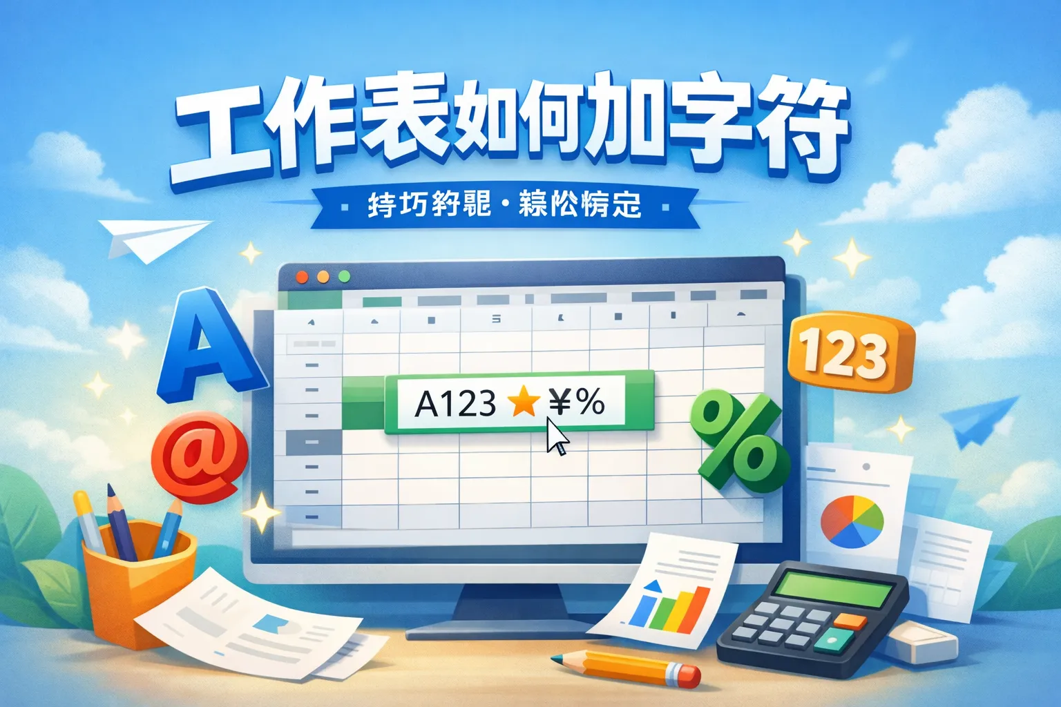 工作表如何加字符