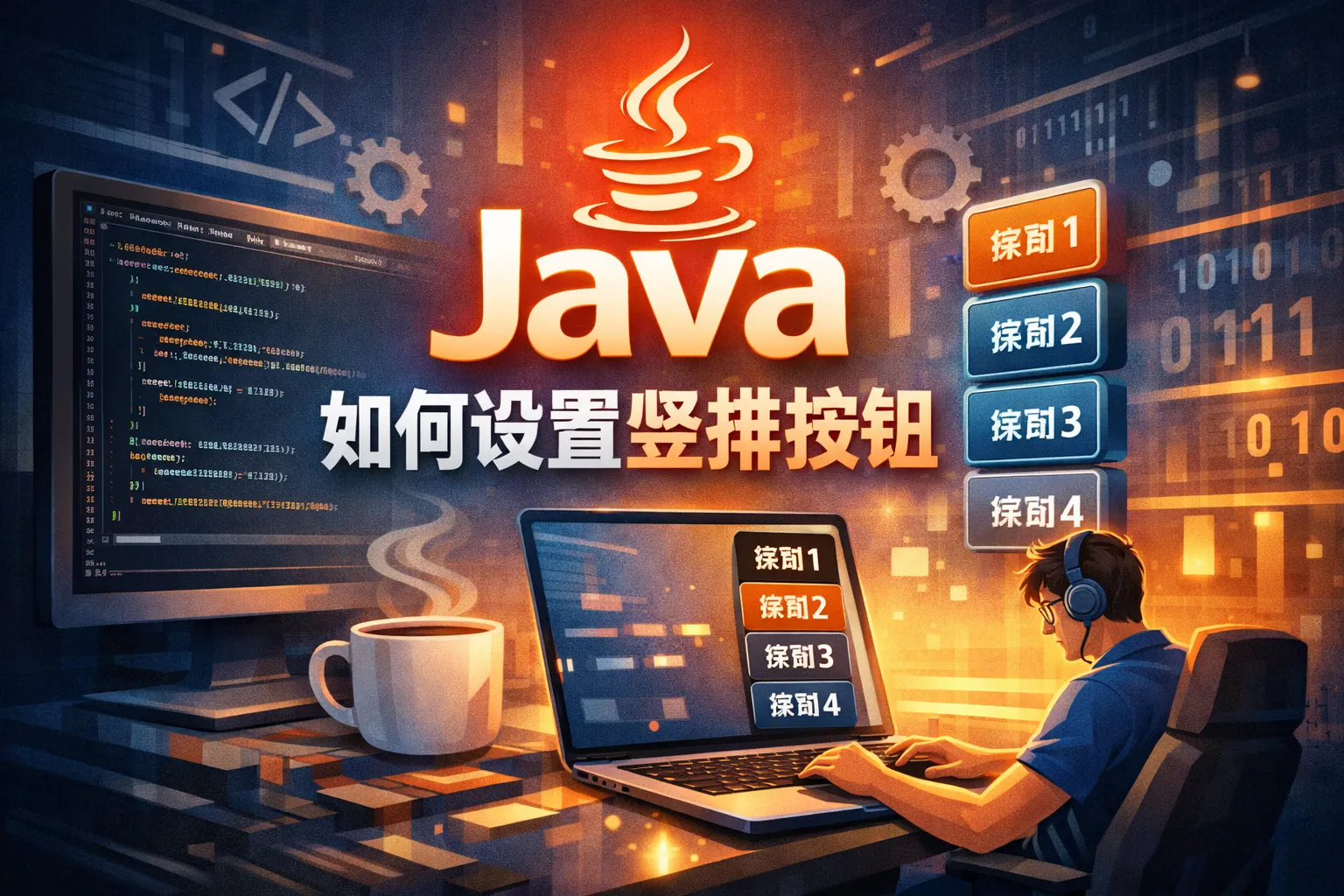 java如何在设置竖排按钮