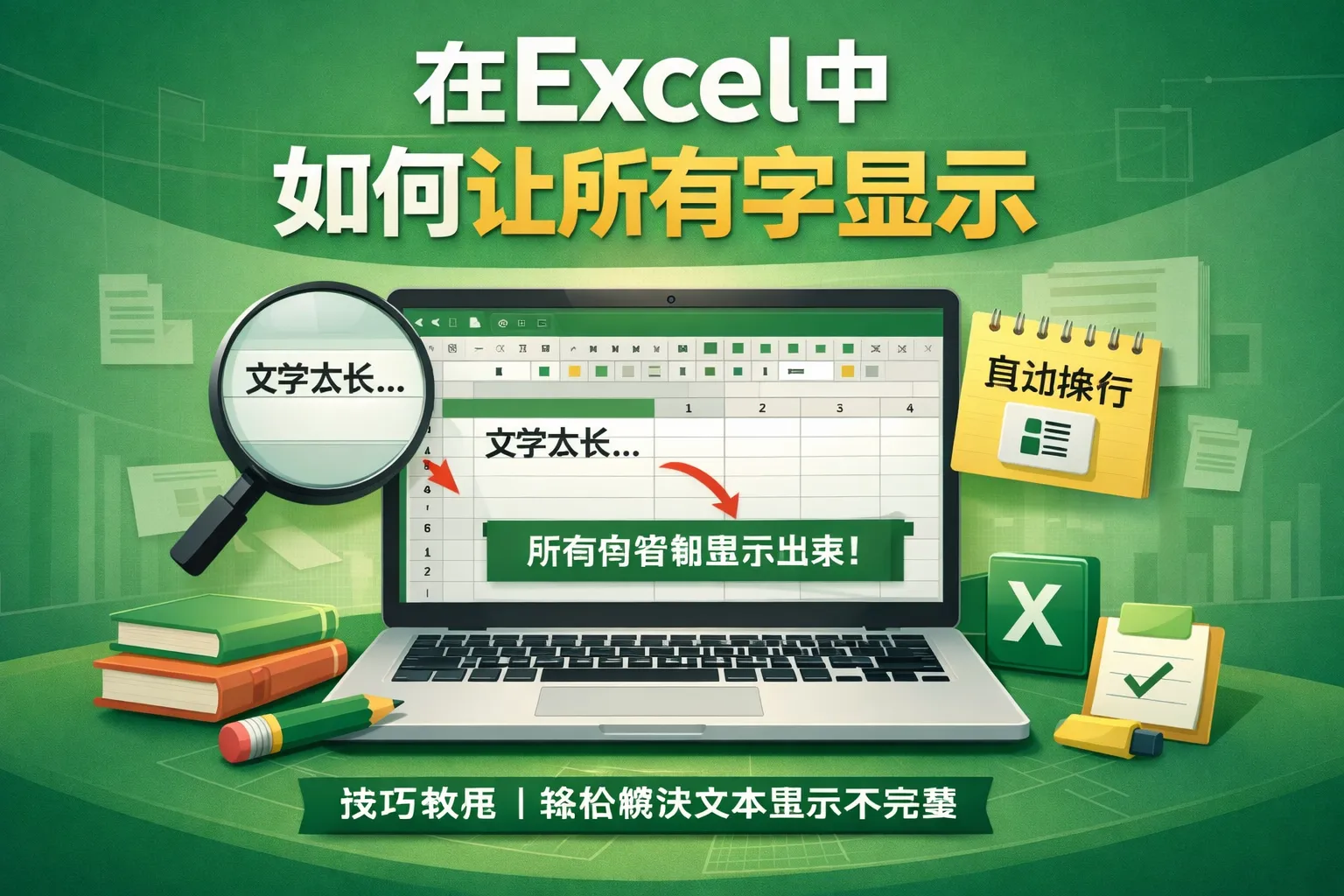 在excel中如何让所有字显示