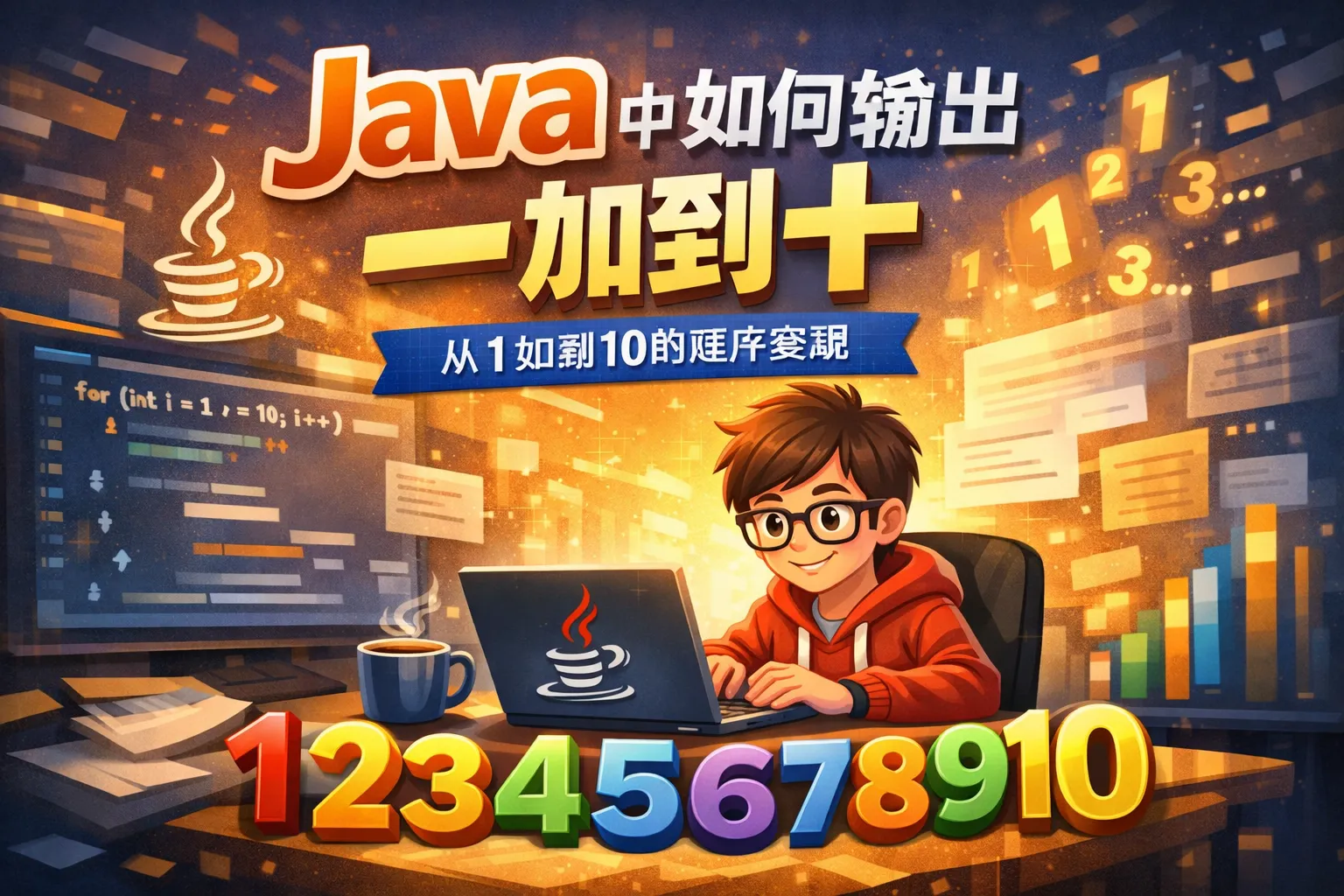 java中如何输出一加到十