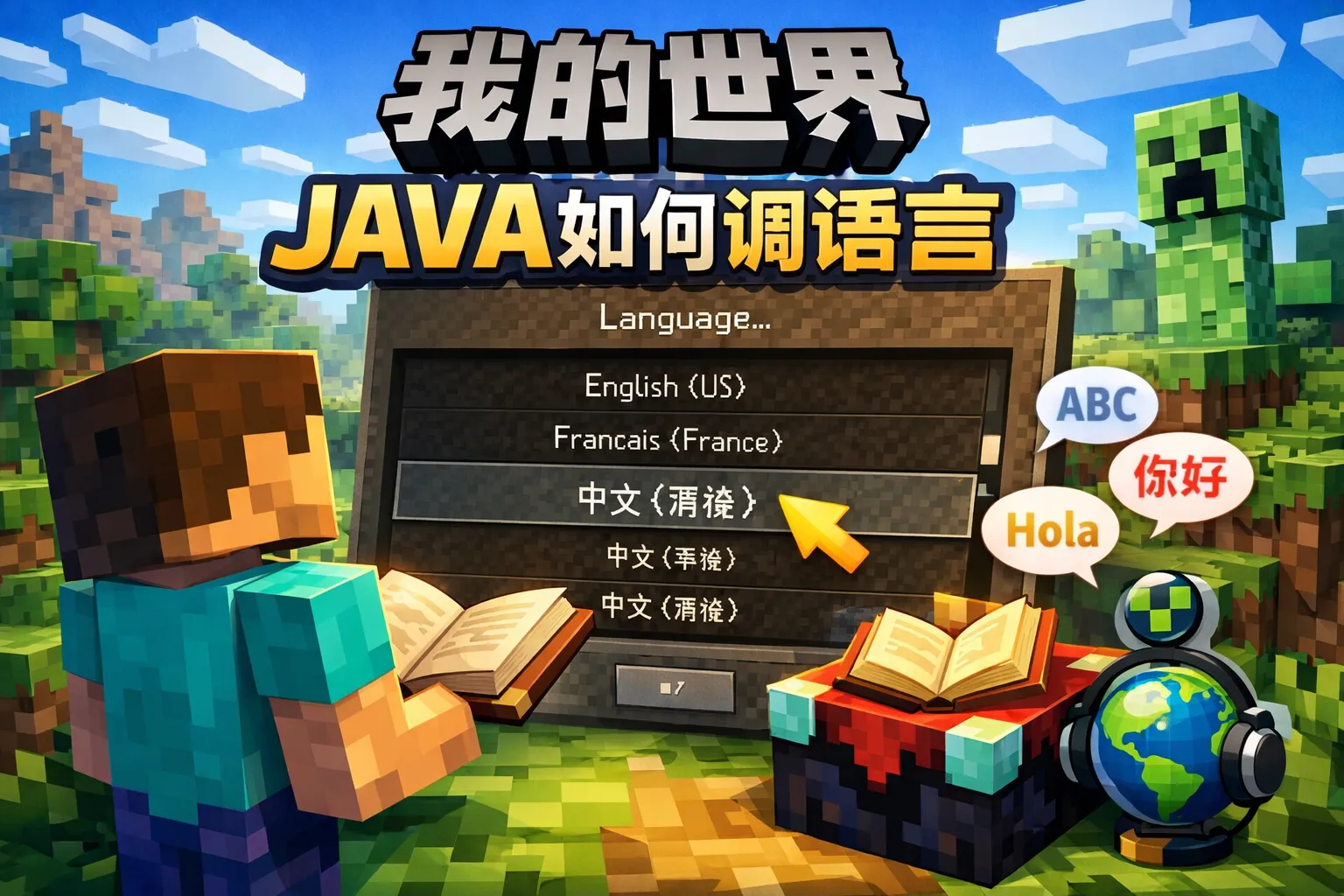 我的世界java如何调语言