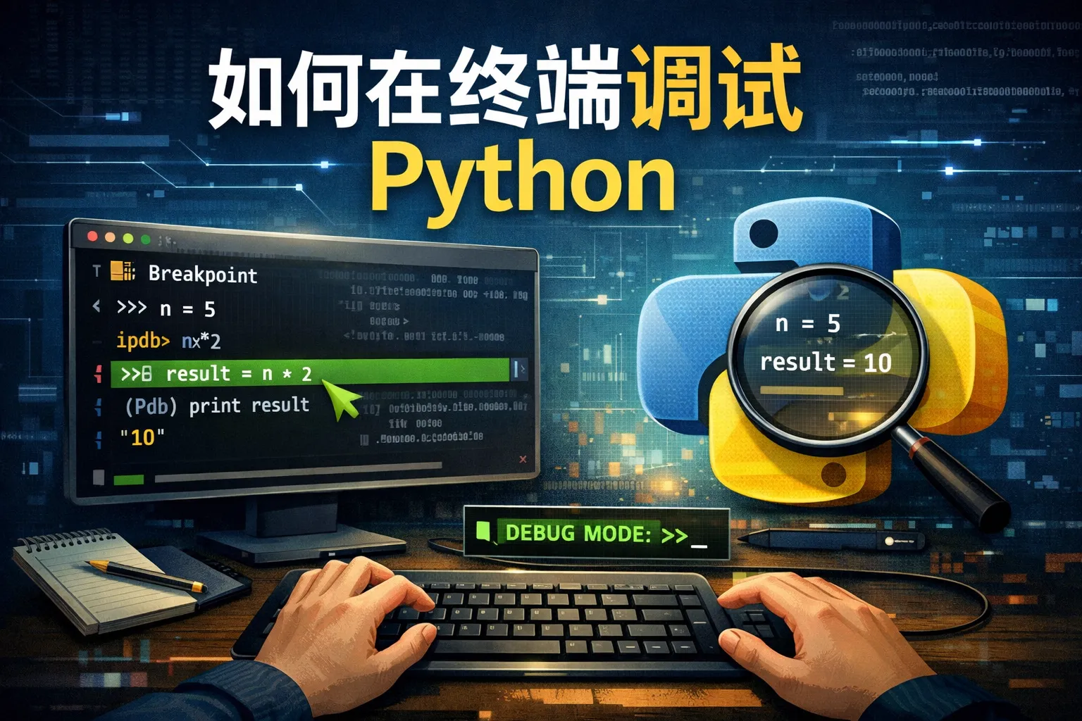 如何在终端调试python