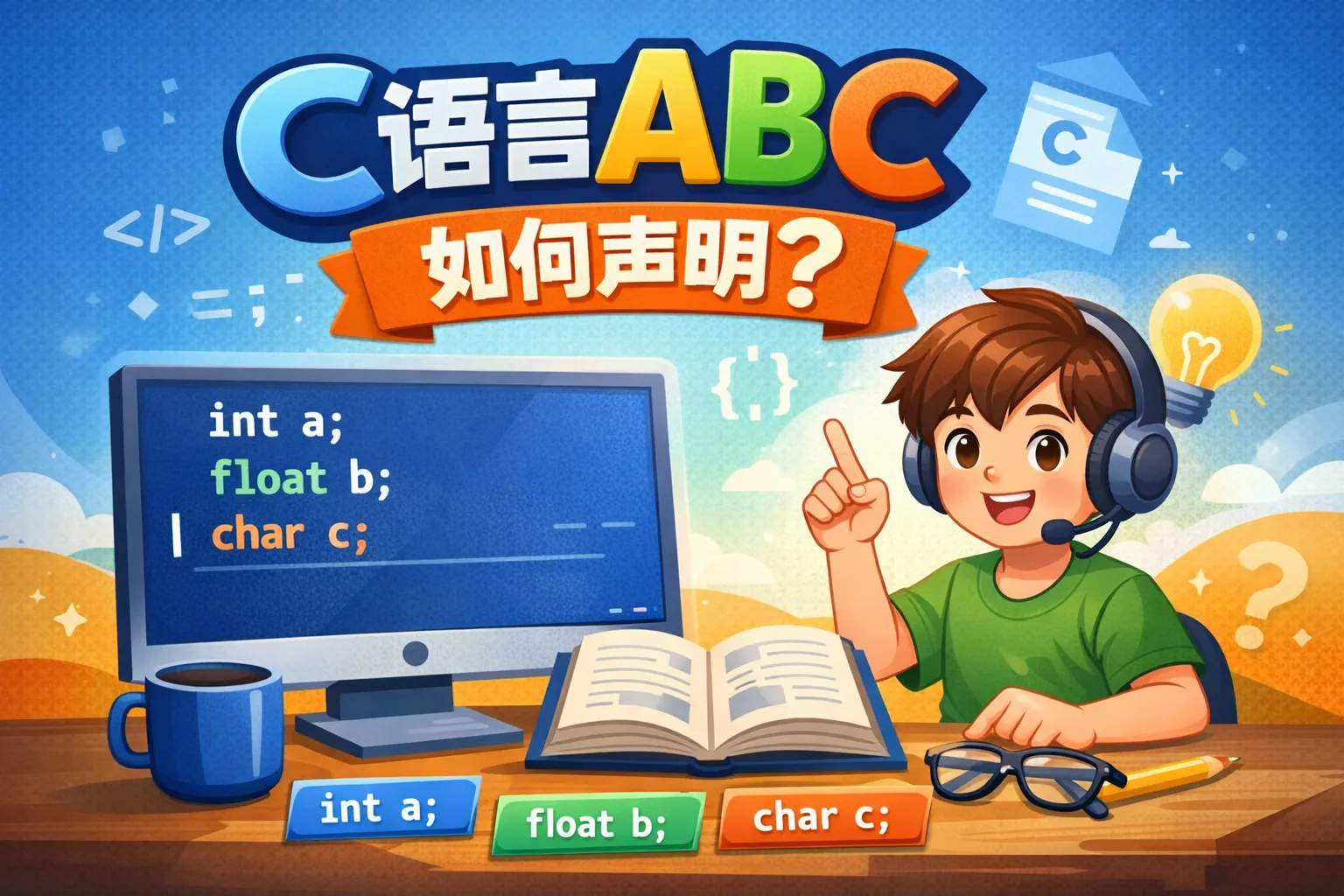 c语言abc如何声明