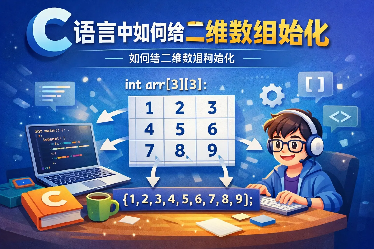 c语言中如何给二维数组初始化
