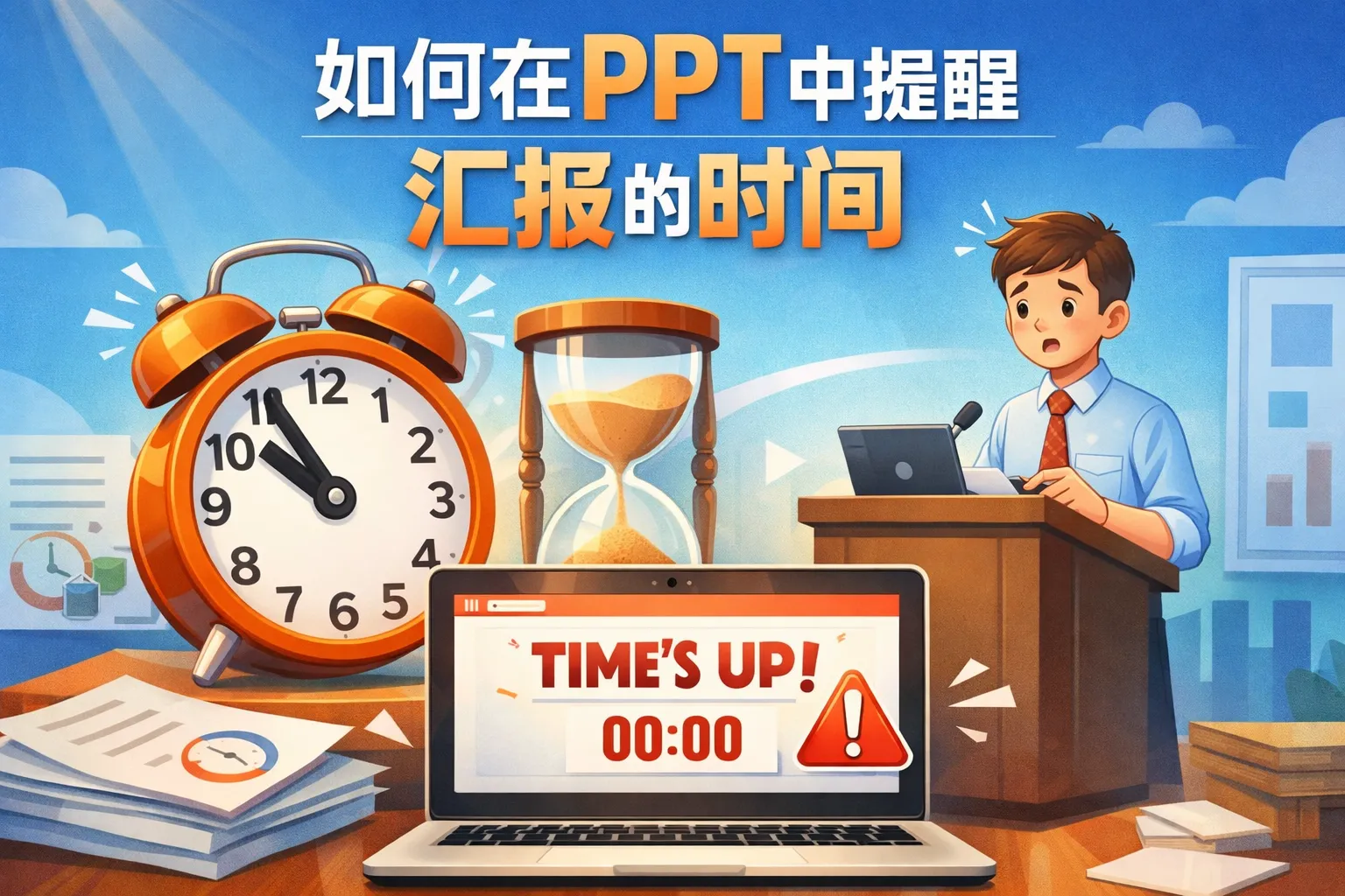如何在ppt中提醒汇报的时间