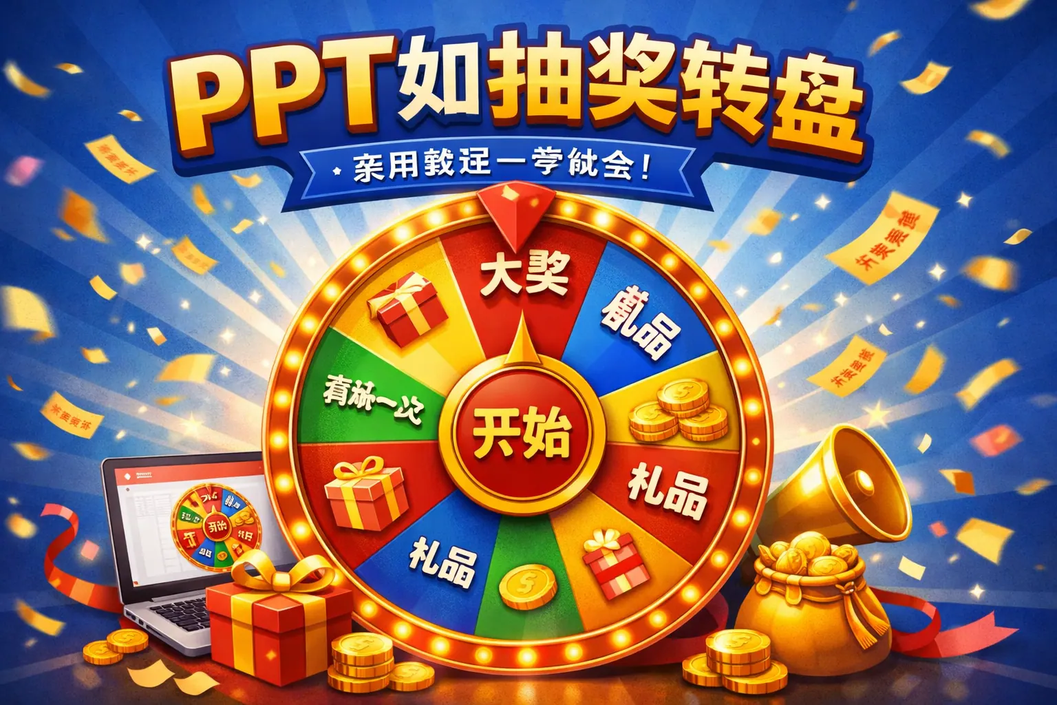 ppt如何抽奖转盘