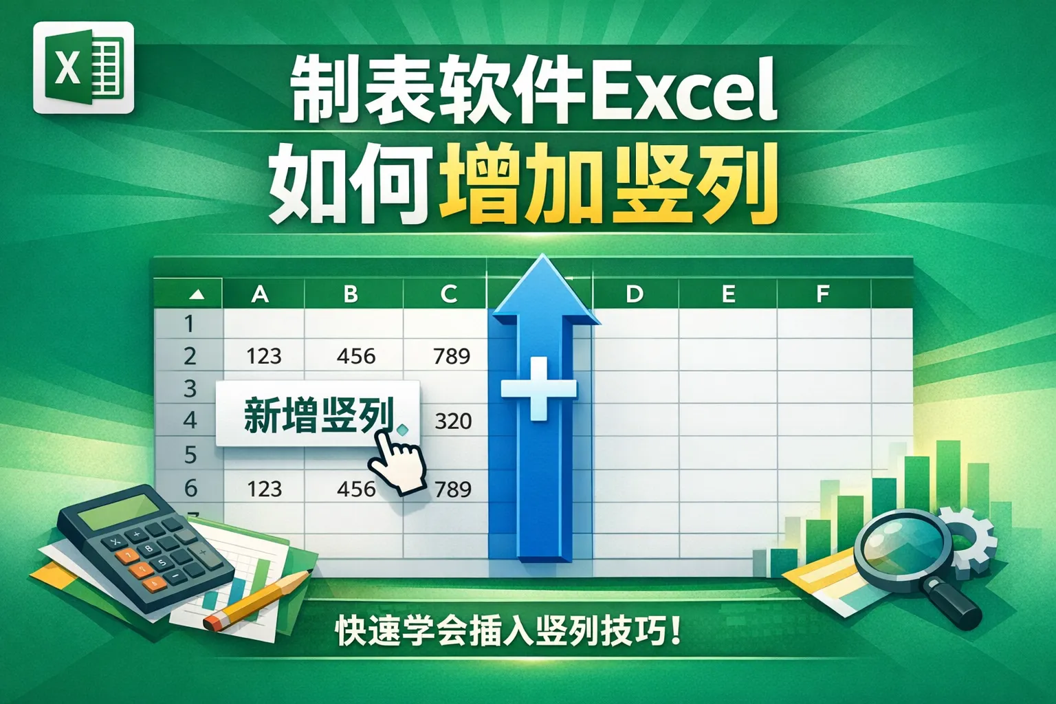制表软件excel如何增加竖列