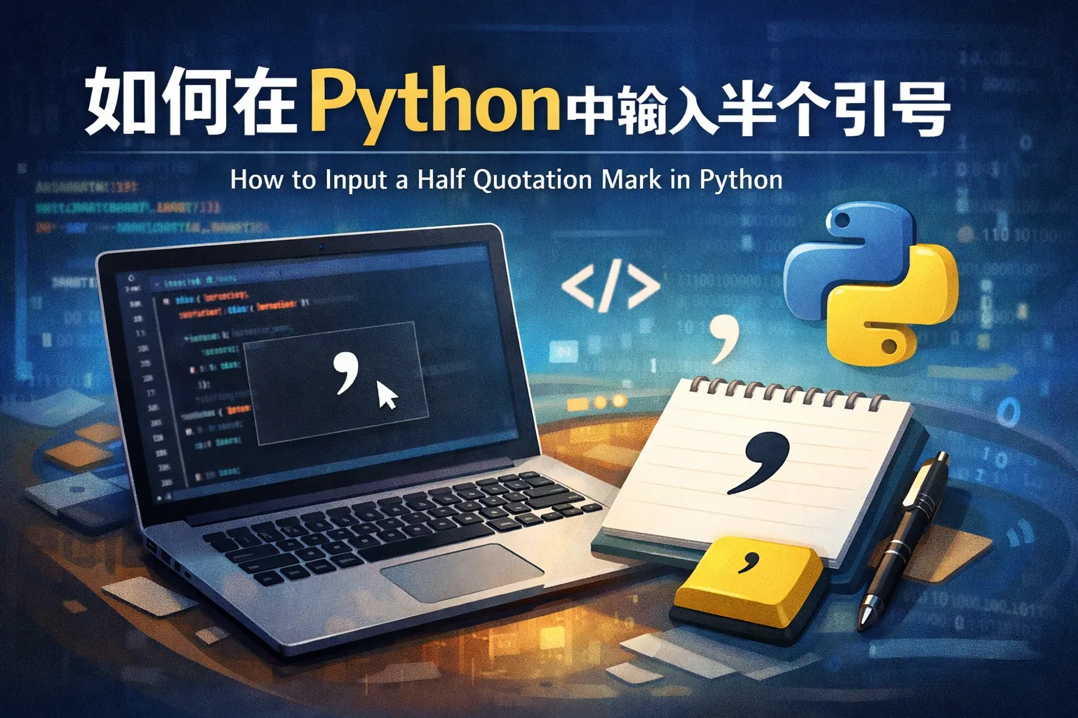如何在python中输入半个引号