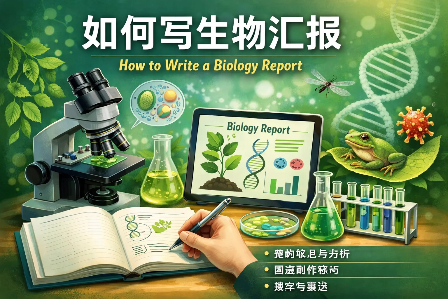 如何写生物汇报