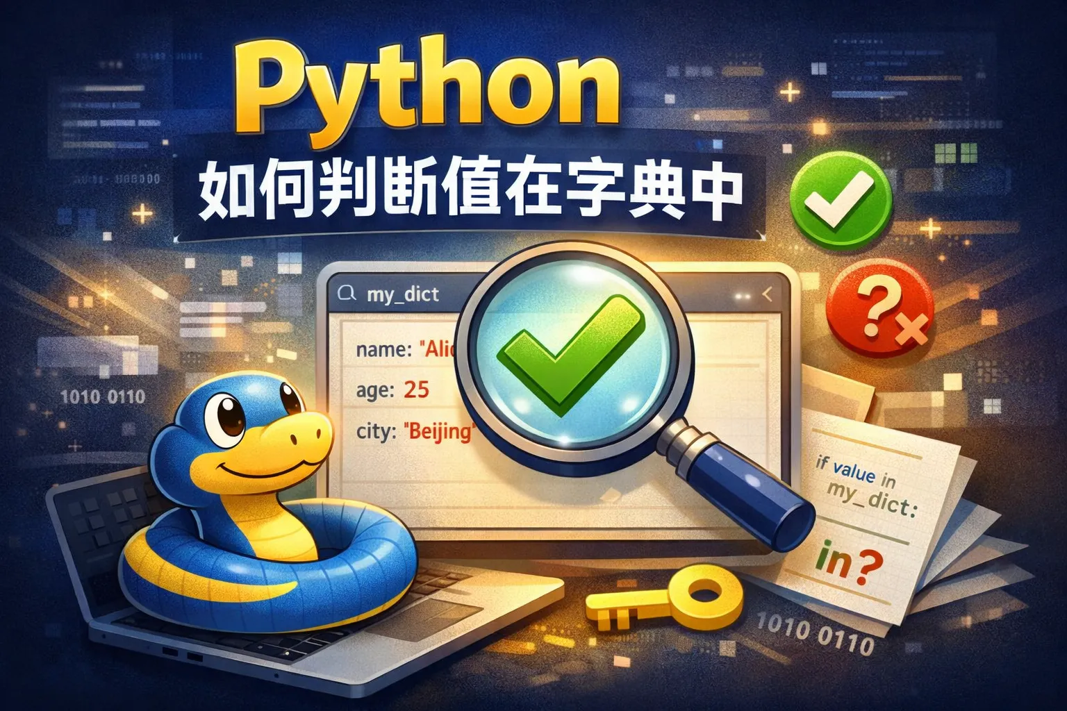 python如何判断值在字典中