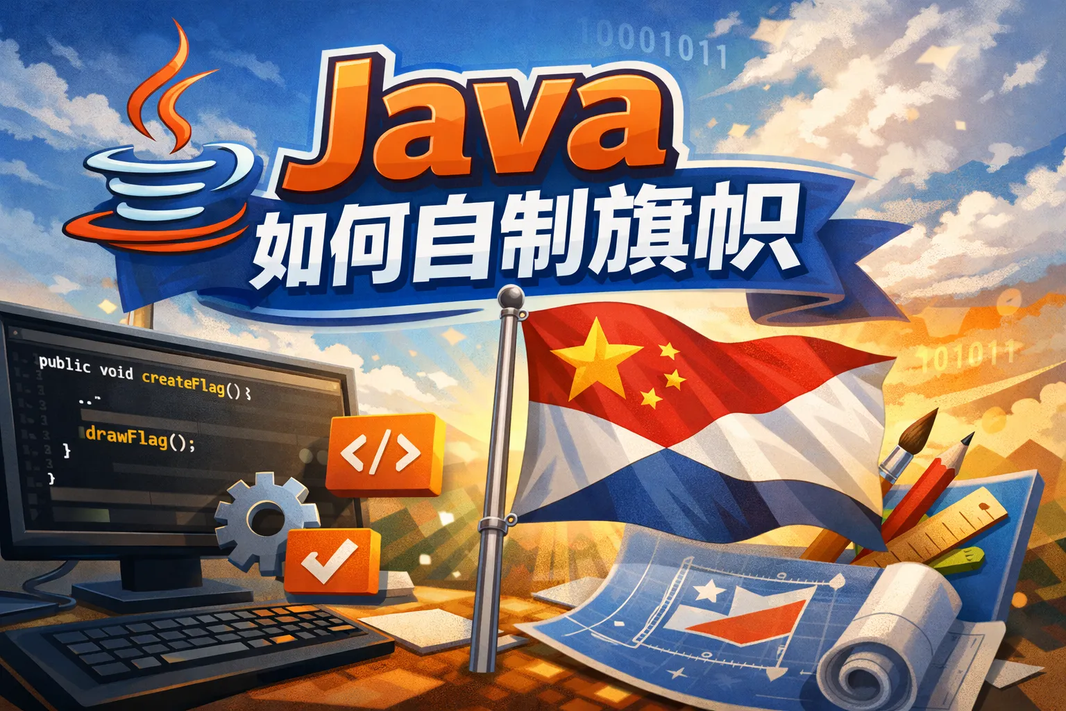 java如何自制旗帜