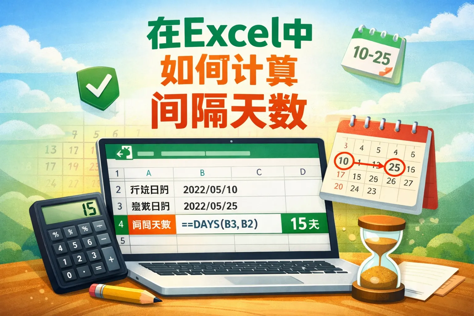 在excel中如何计算间隔天数
