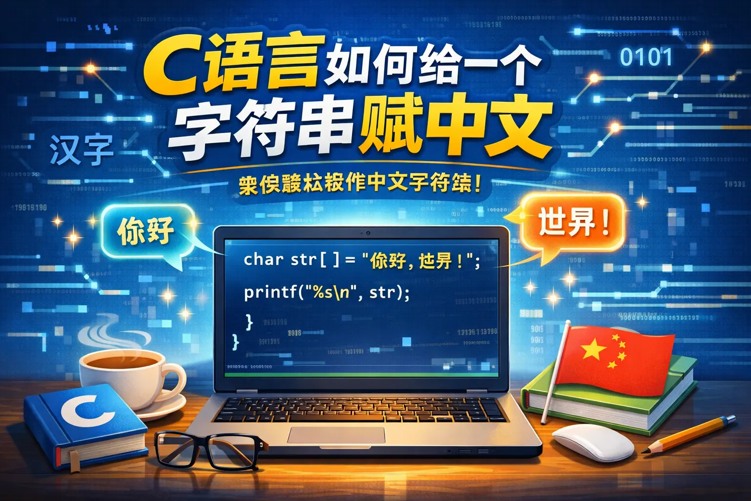 c语言如何给一个字符串赋中文