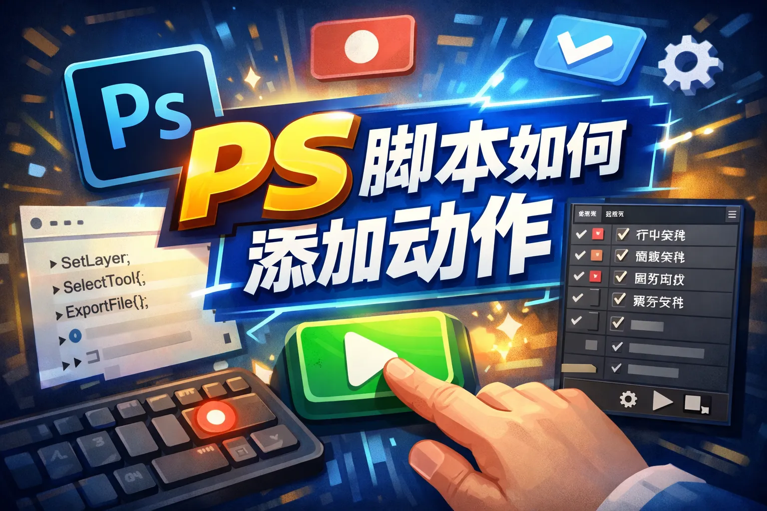 ps脚本如何添加动作