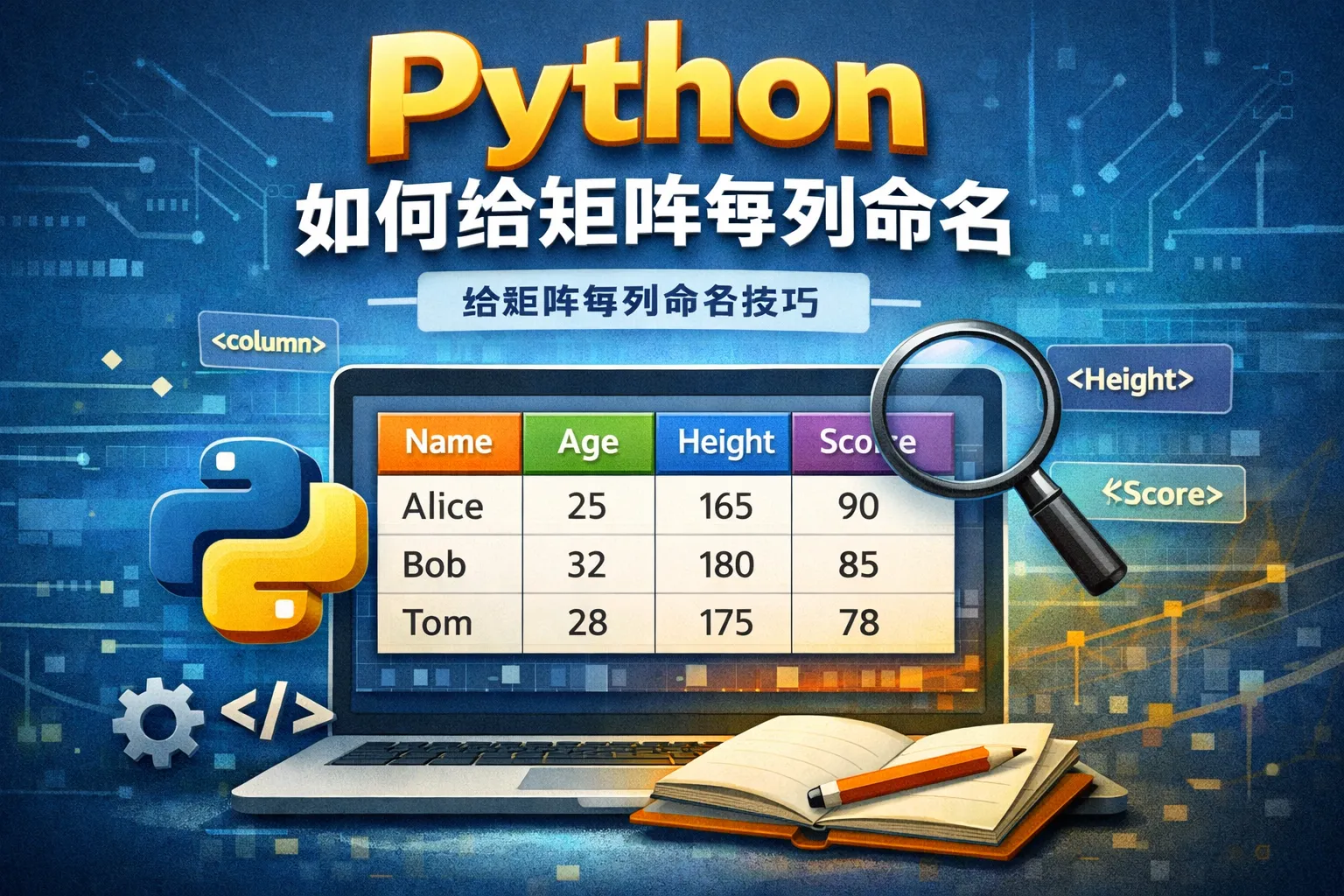 python如何给矩阵每列命名