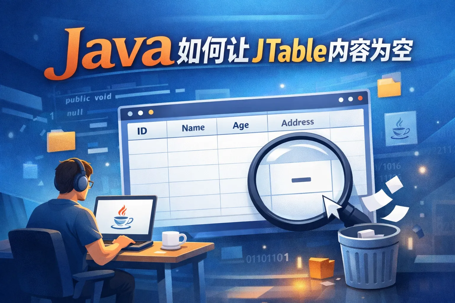 Java如何让jtable内容为空
