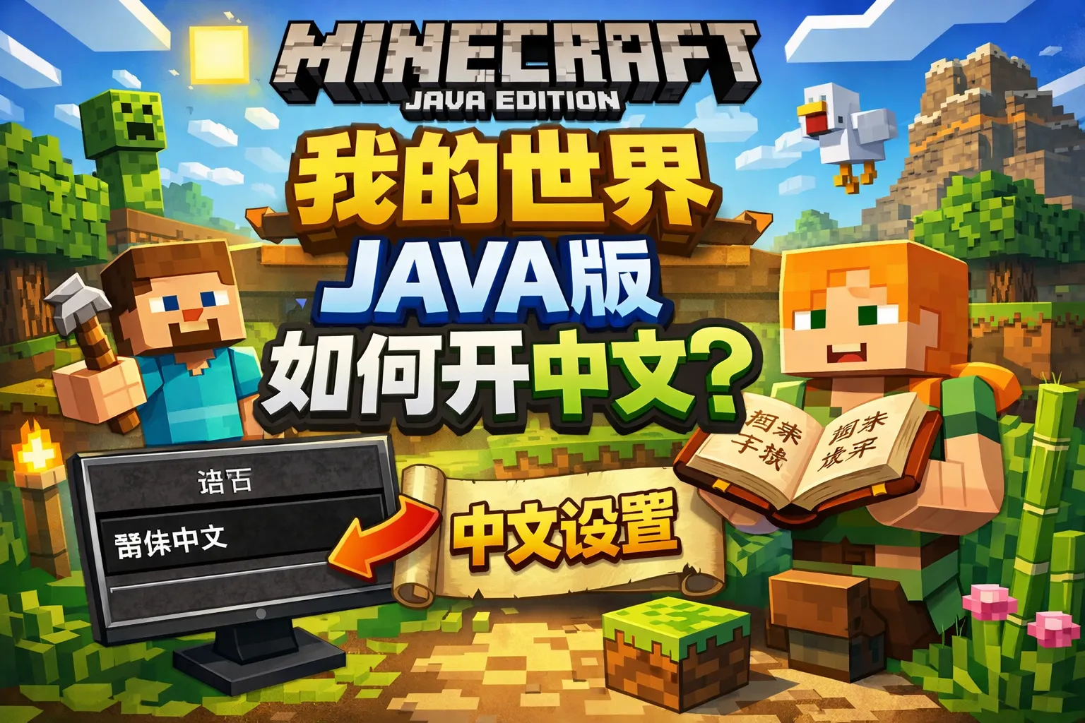 我的世界java版如何开中文