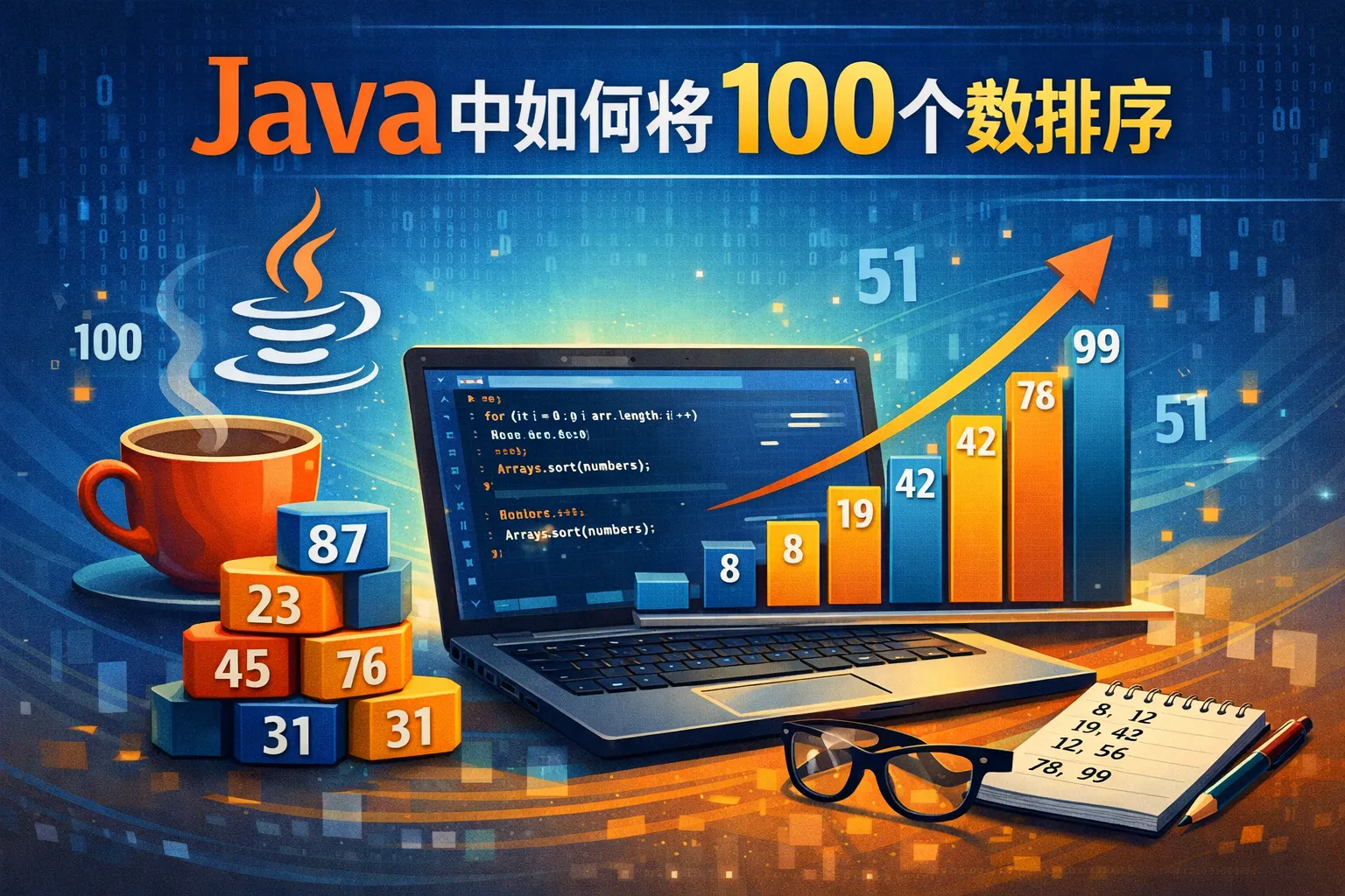 java中如何将100个数排序
