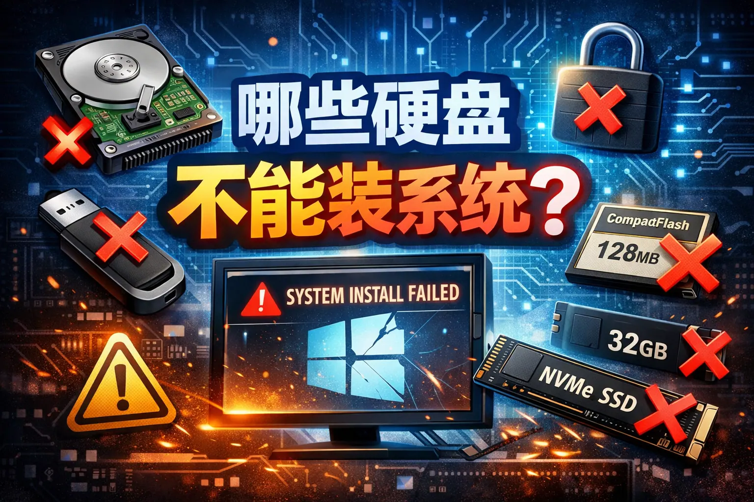 哪些硬盘不能装系统