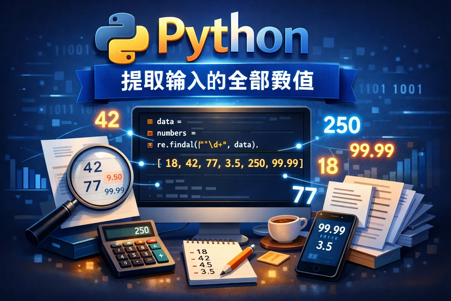 python提取输入的全部数值